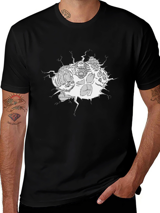 Gorilla Smash Graphic Tee - Black Cotton