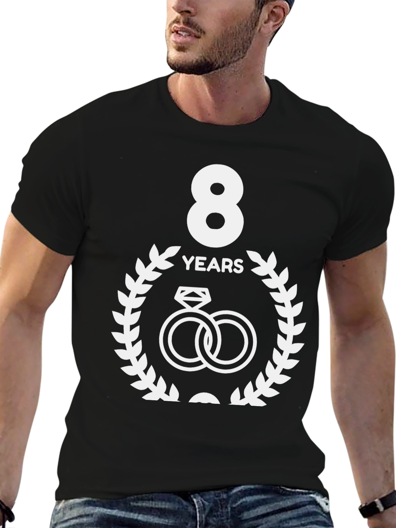 8th Anniversary T-Shirt - Wedding Rings Design