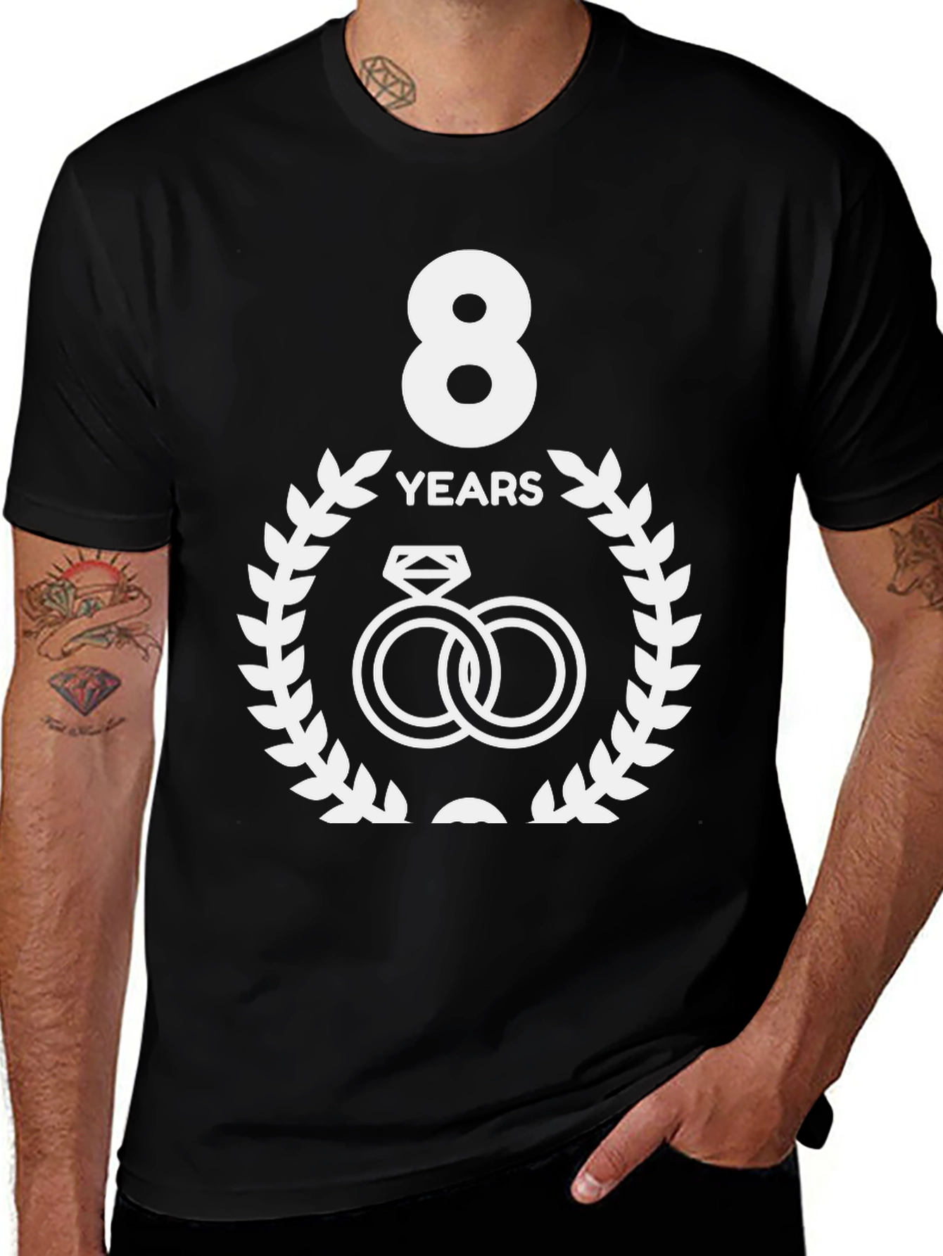 8th Anniversary T-Shirt - Wedding Rings Design