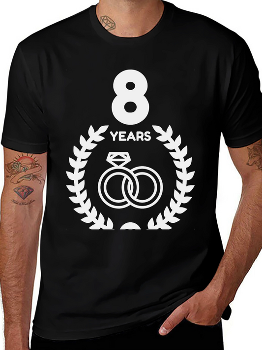 8th Anniversary T-Shirt - Wedding Rings Design