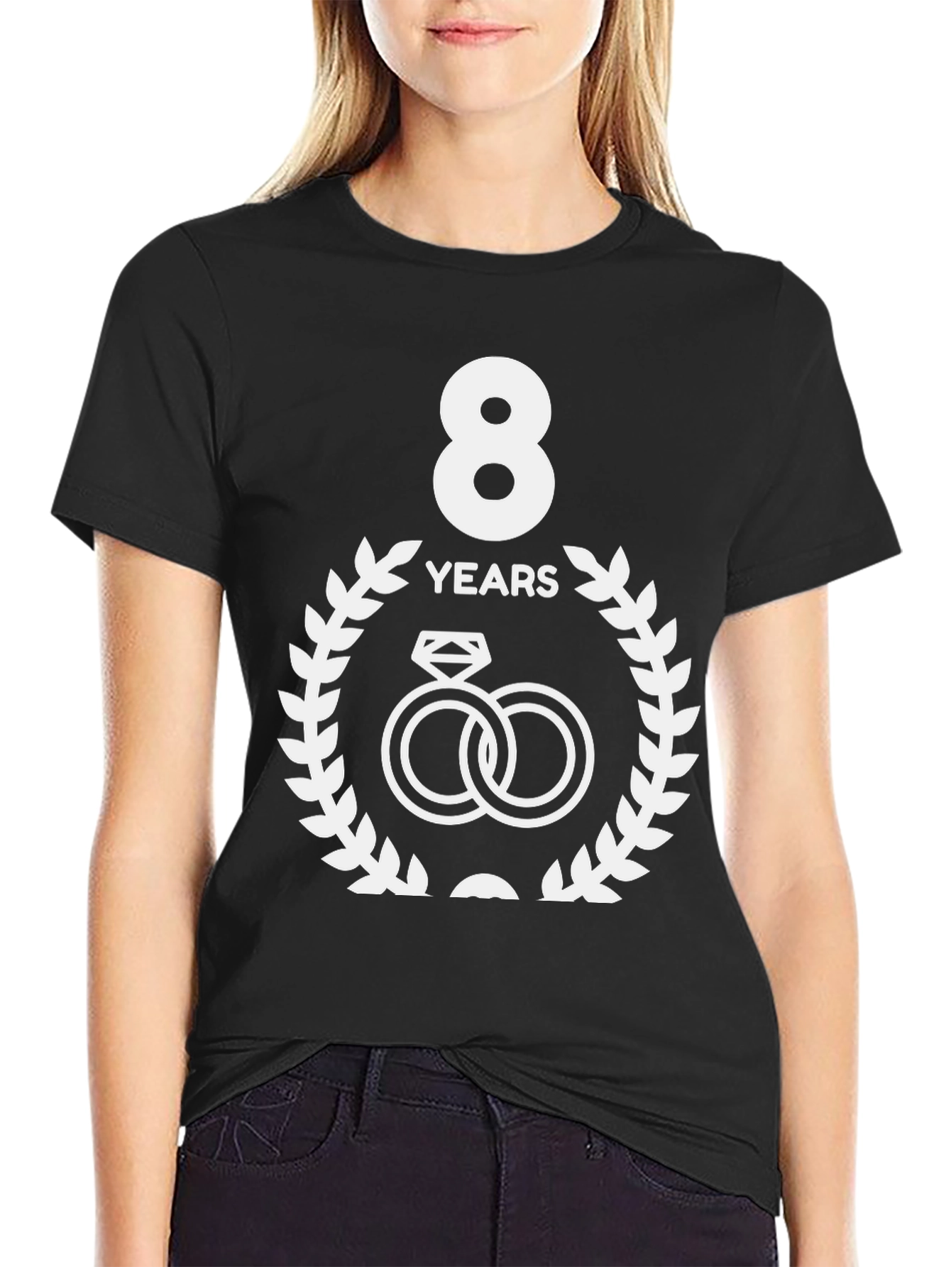 8th Anniversary T-Shirt - Wedding Rings Design