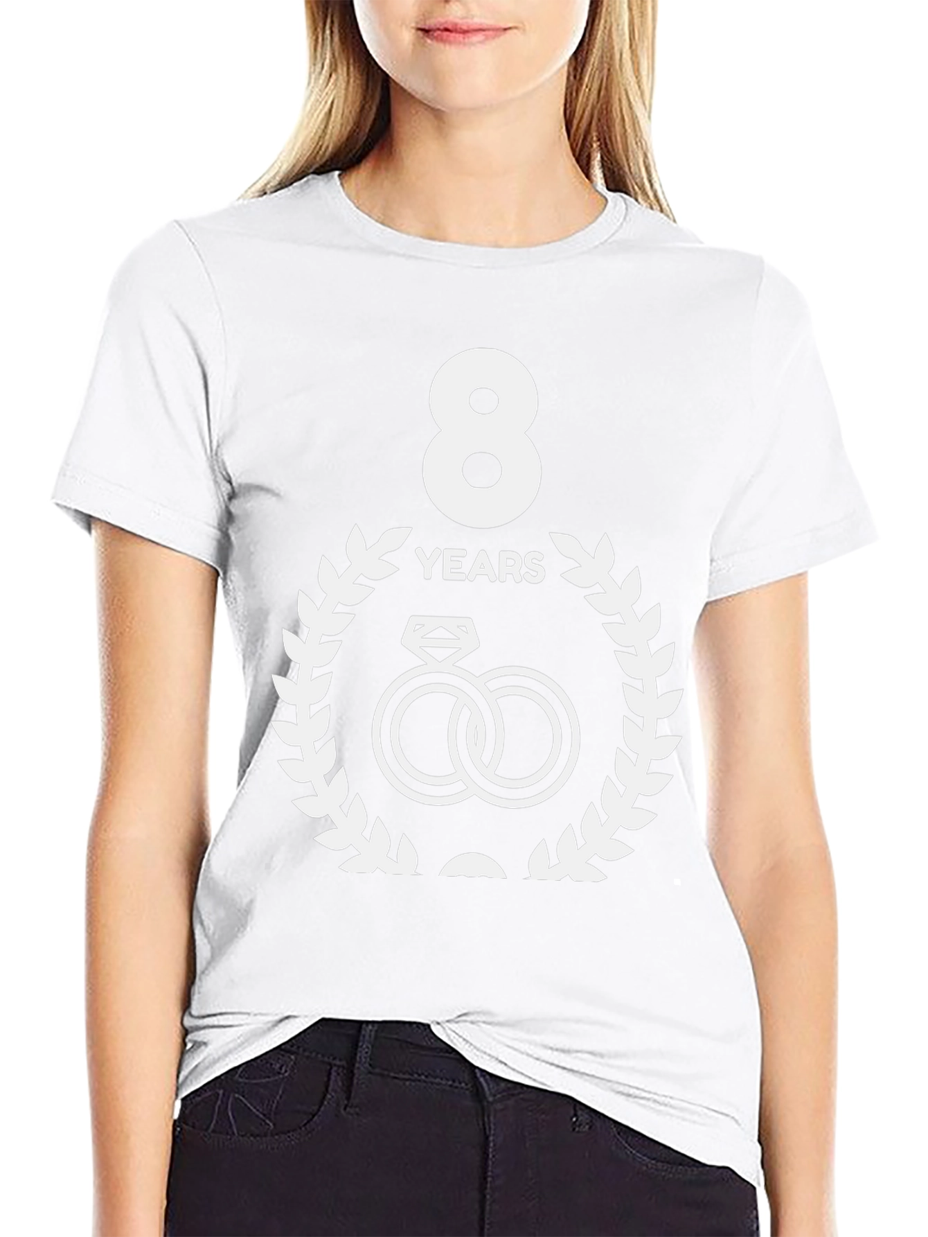 8th Anniversary T-Shirt - Wedding Rings Design