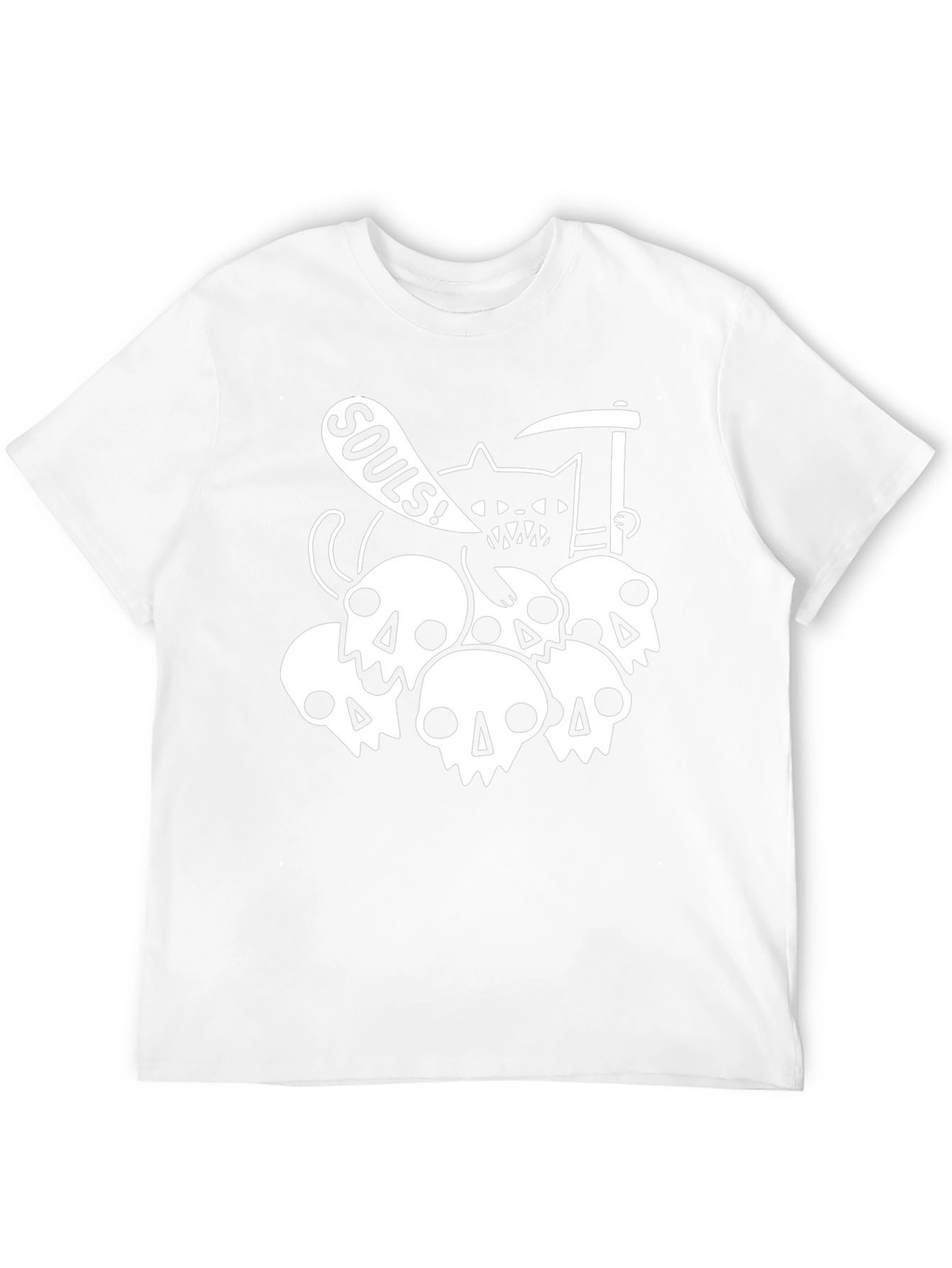 Grim Reaper Cat & Skulls Graphic Tee - Black