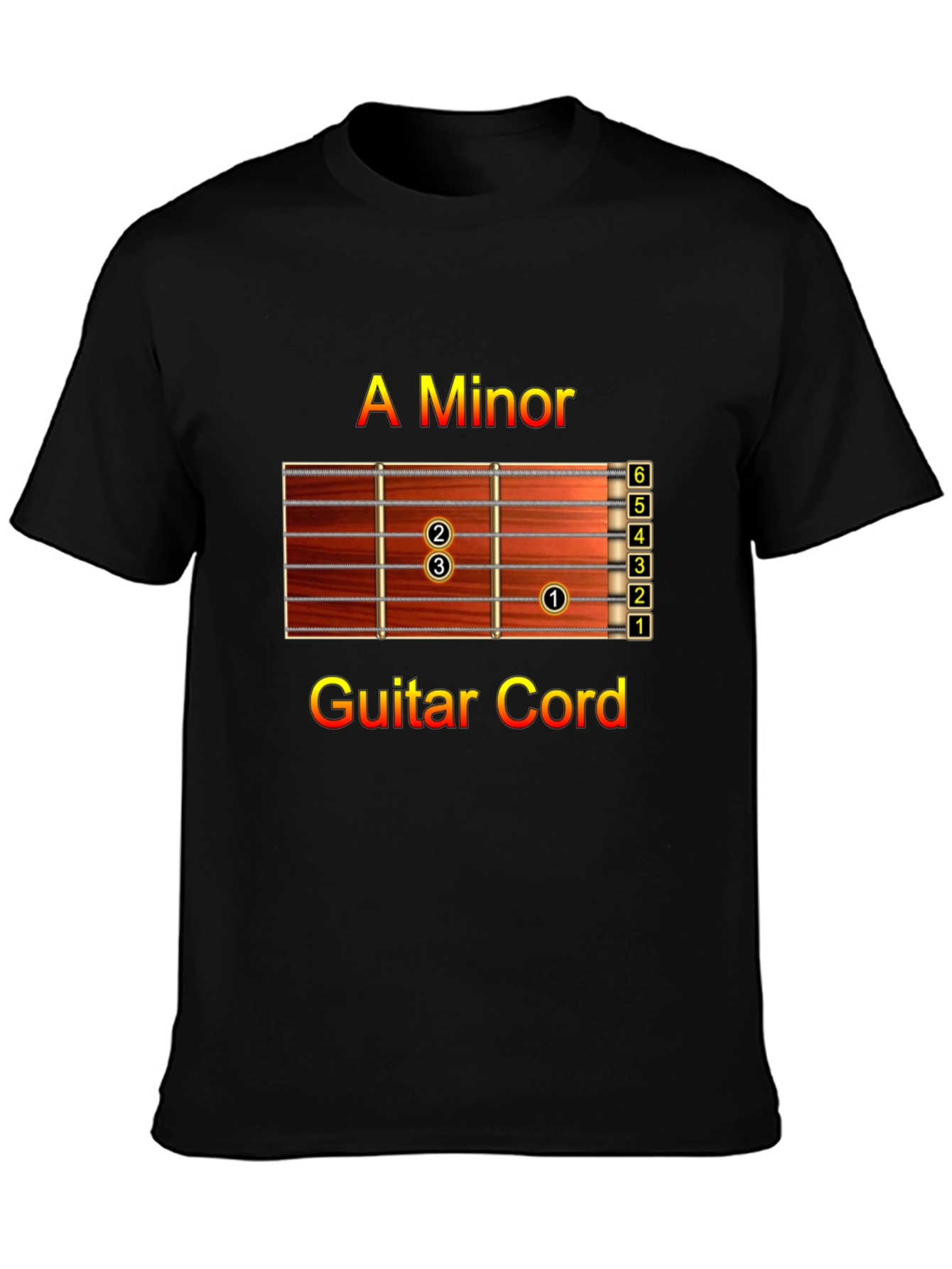 A Minor Guitar Chord Black T-Shirt