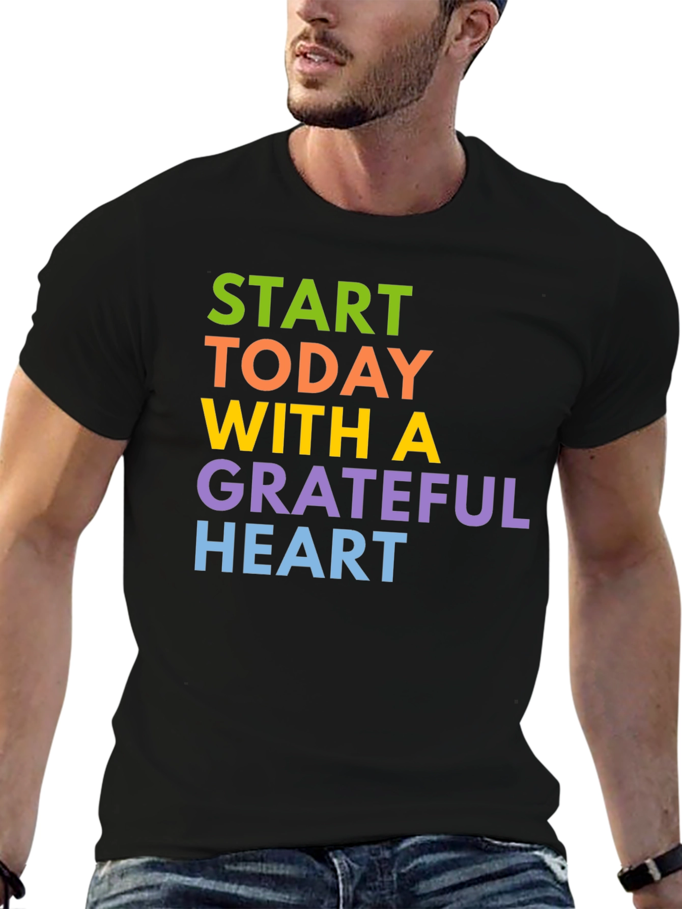 Grateful Heart Graphic Tee - Positive Vibes Black T-Shirt
