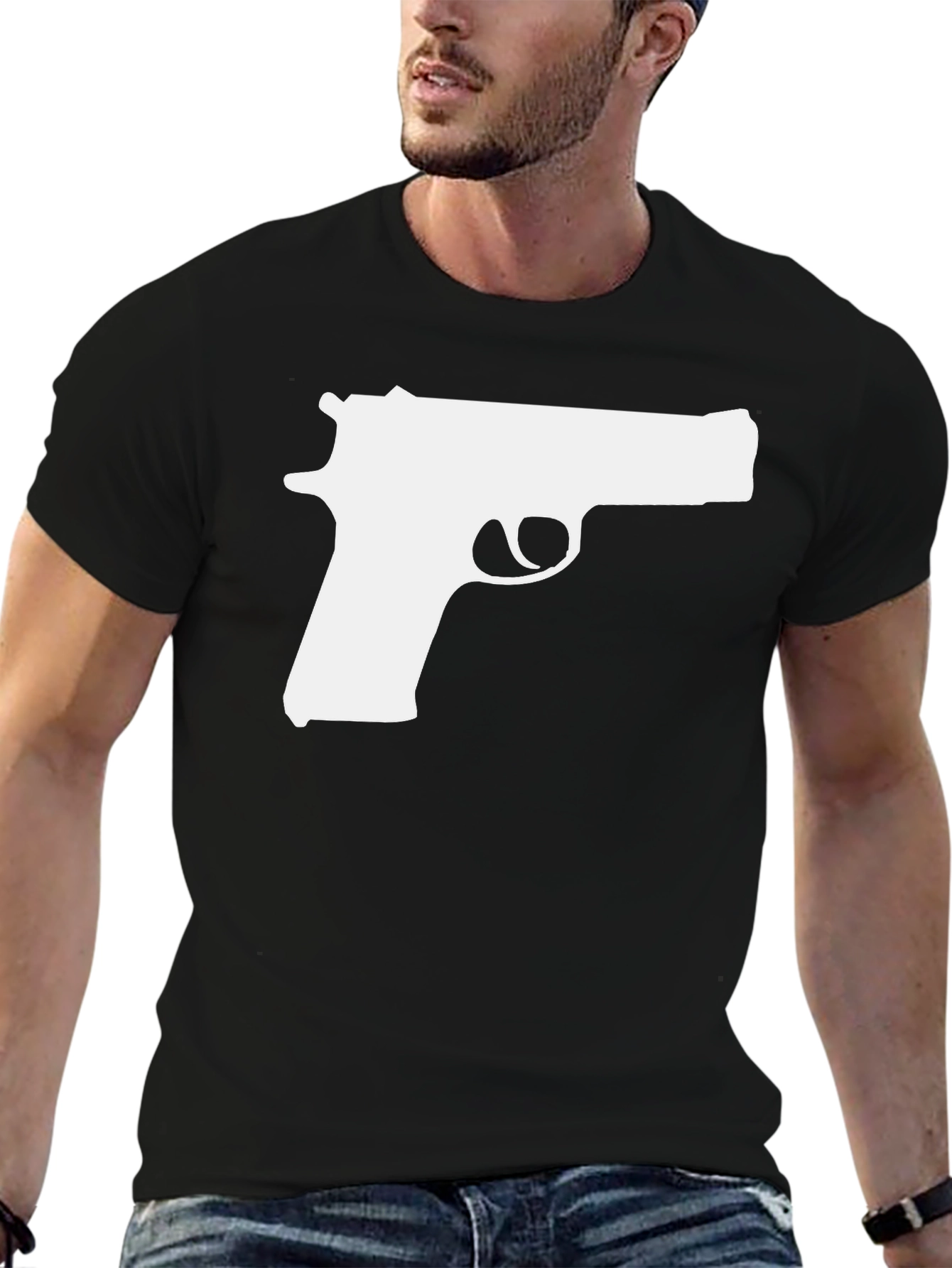 Gun Graphic T-Shirt - Bold Statement Tee
