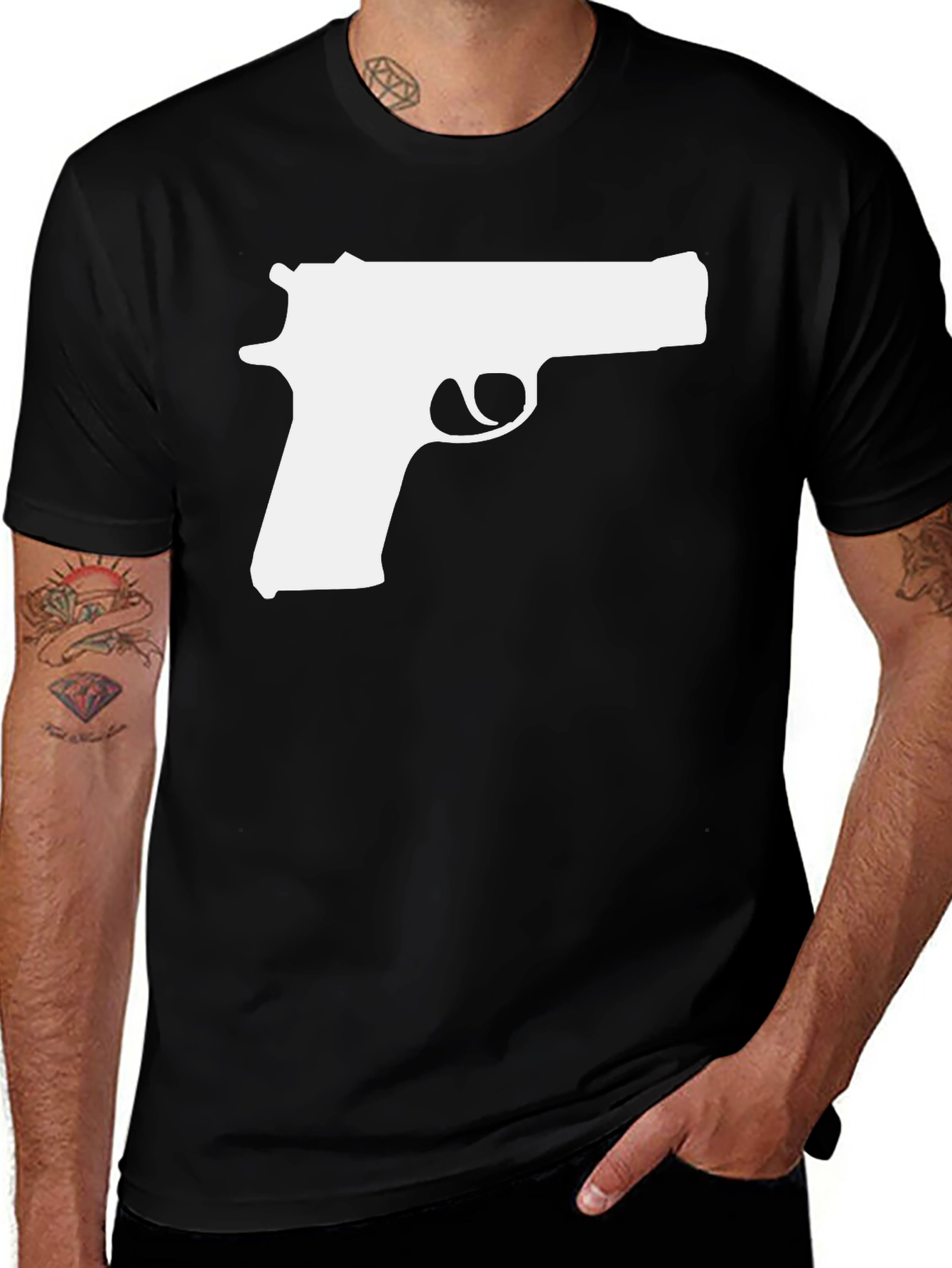 Gun Graphic T-Shirt - Bold Statement Tee