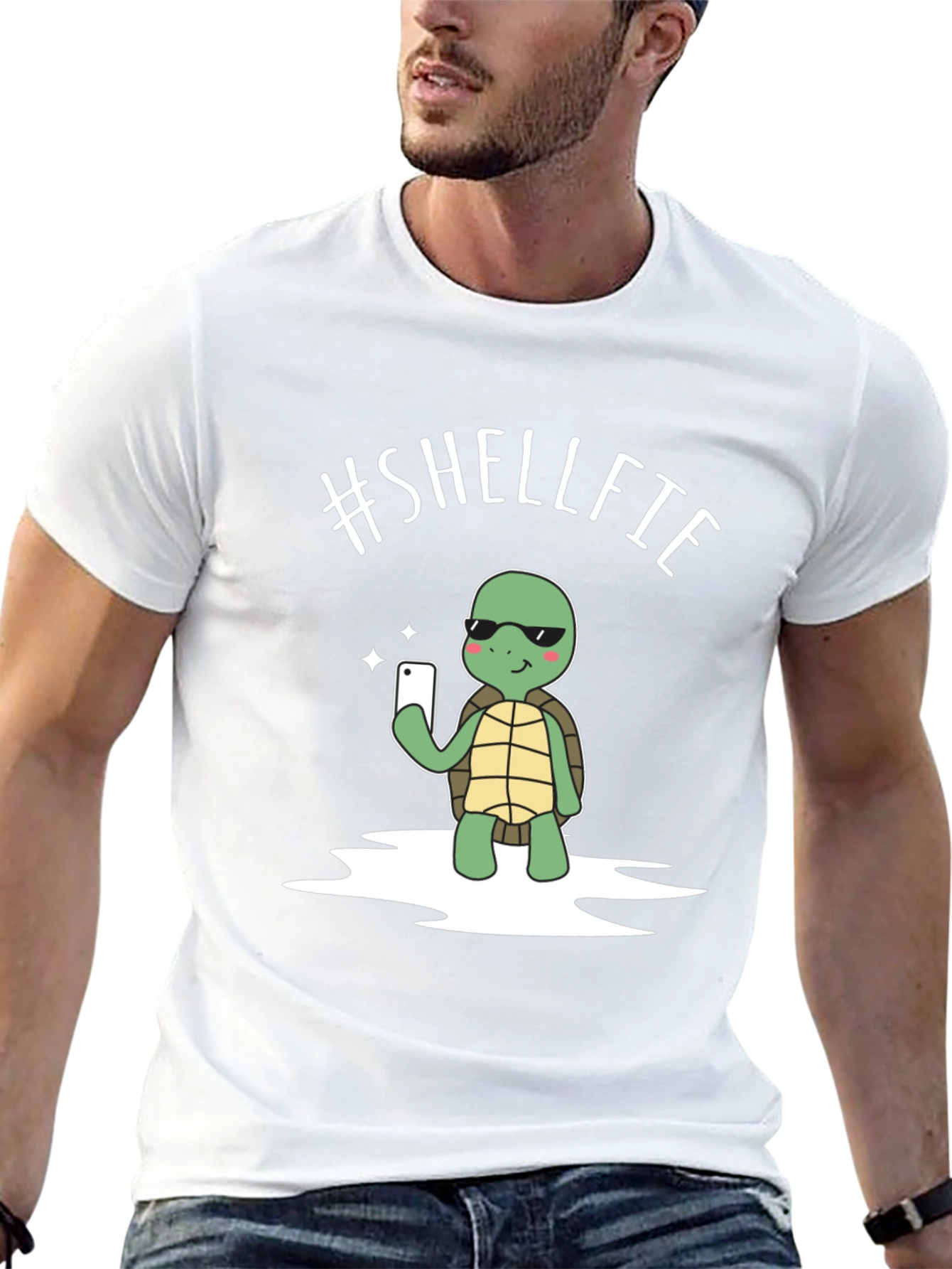 Funny #SHELLFIE Turtle Graphic T-Shirt