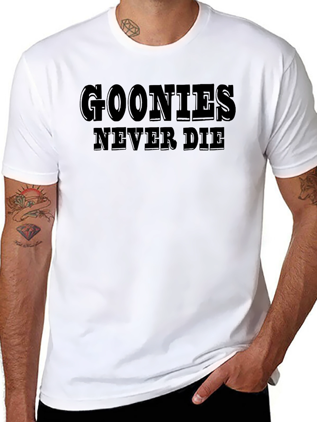 Goonies Never Die Black Graphic T-Shirt