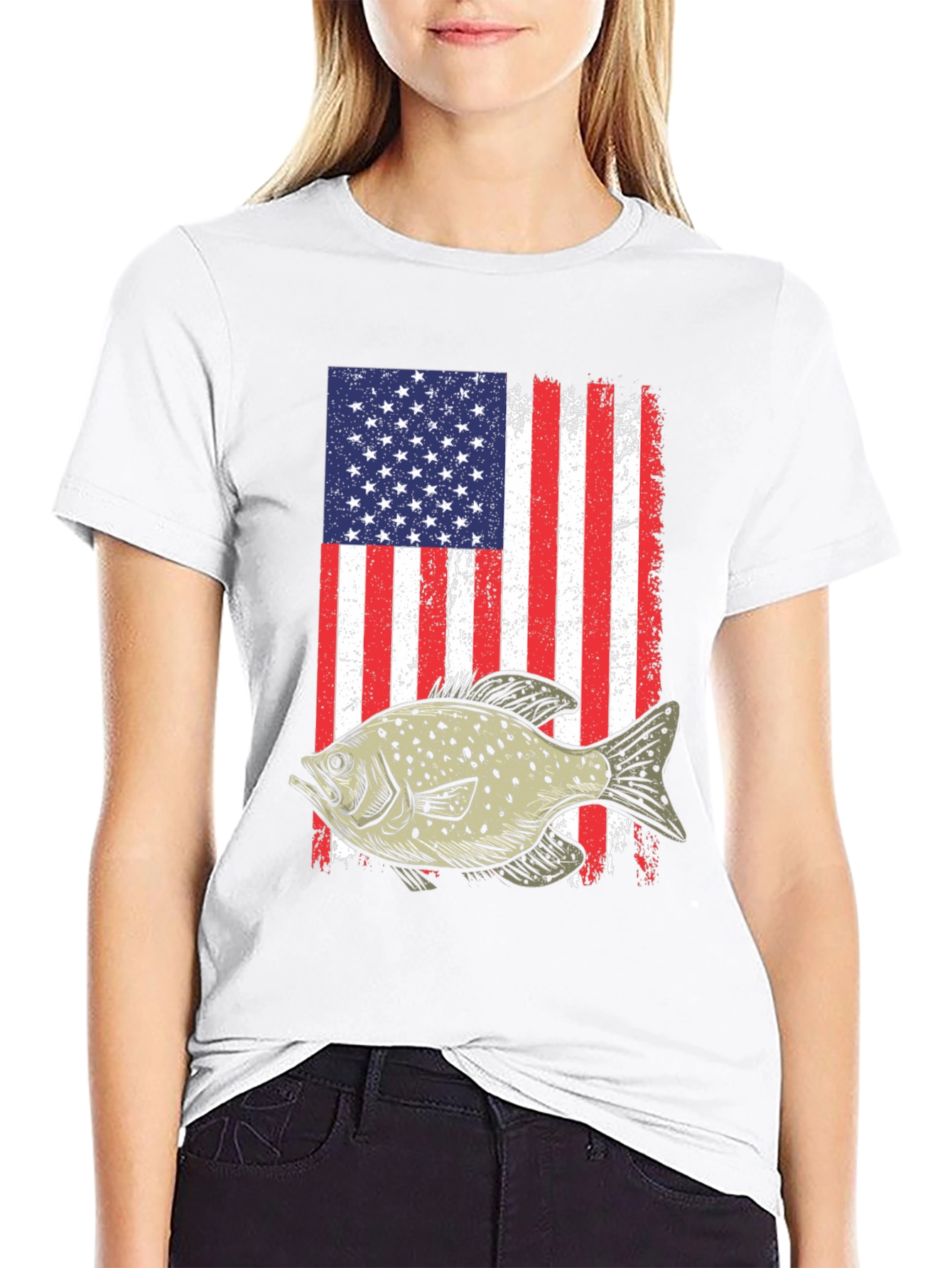 American Flag Fish Graphic T-Shirt