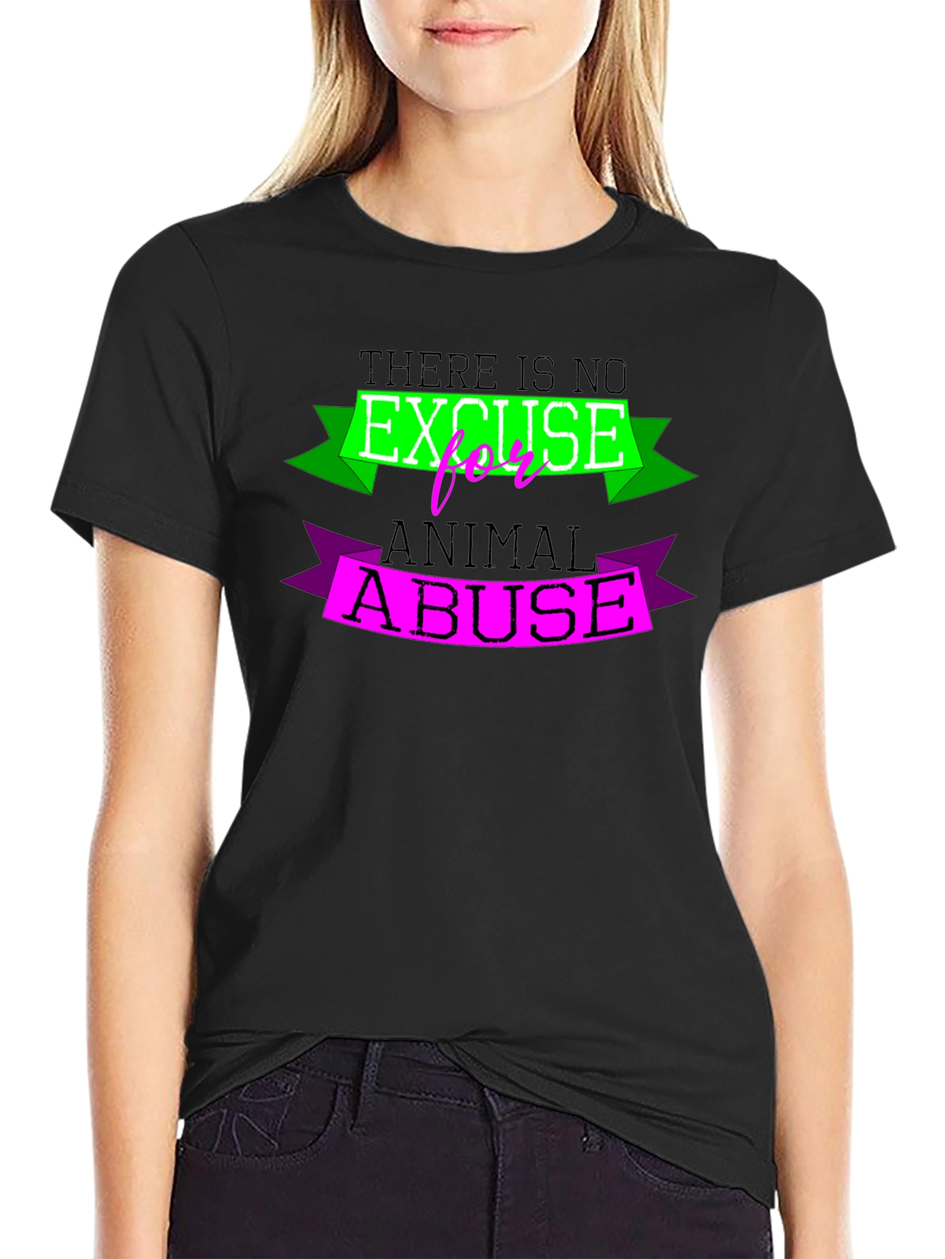 Animal Abuse Awareness T-Shirt - Black