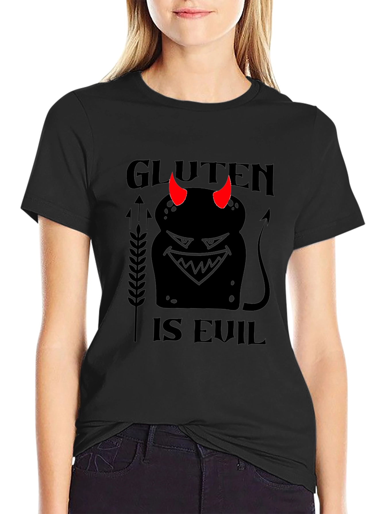 Gluten is Evil Black T-Shirt