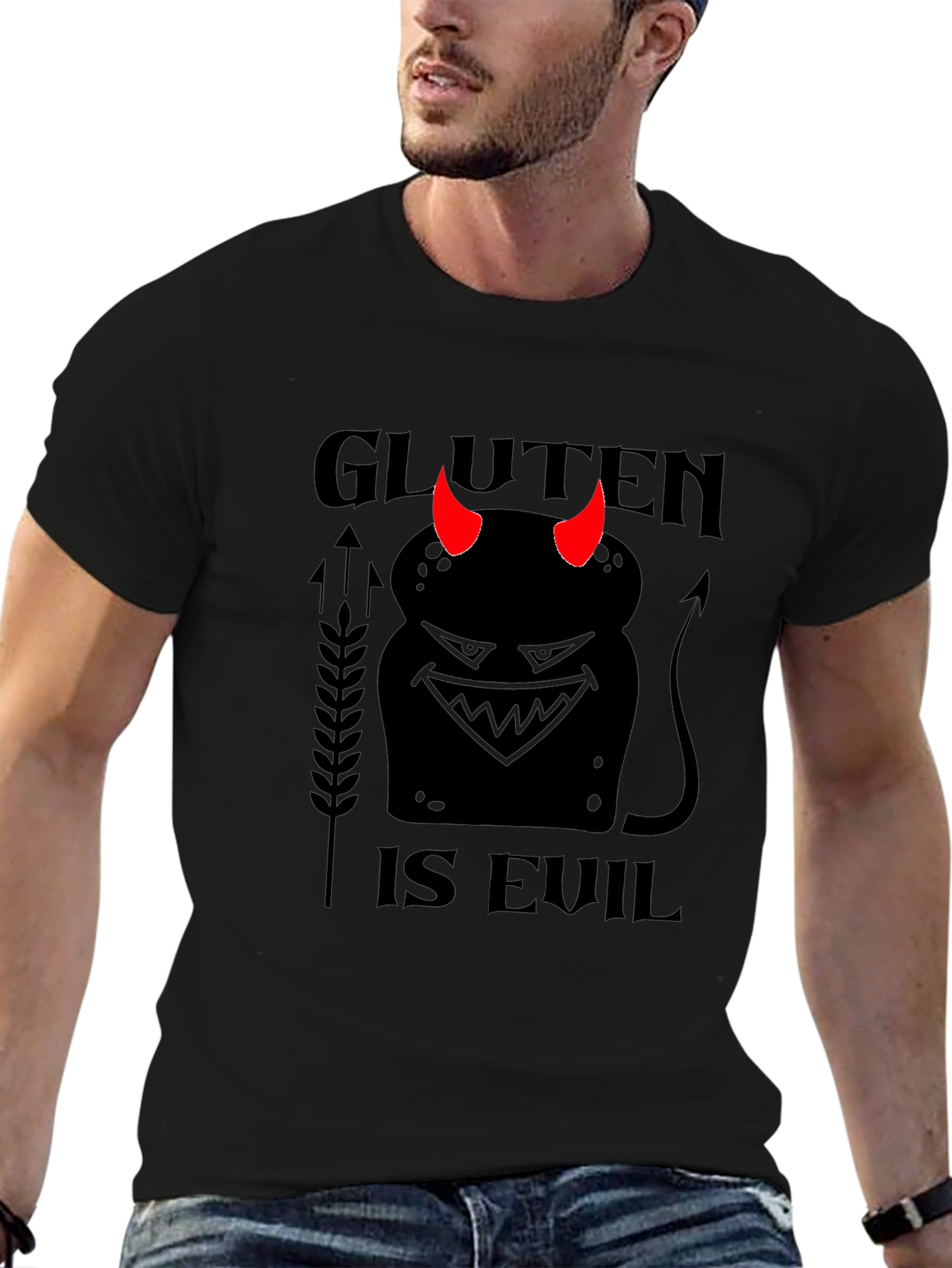 Gluten is Evil Black T-Shirt