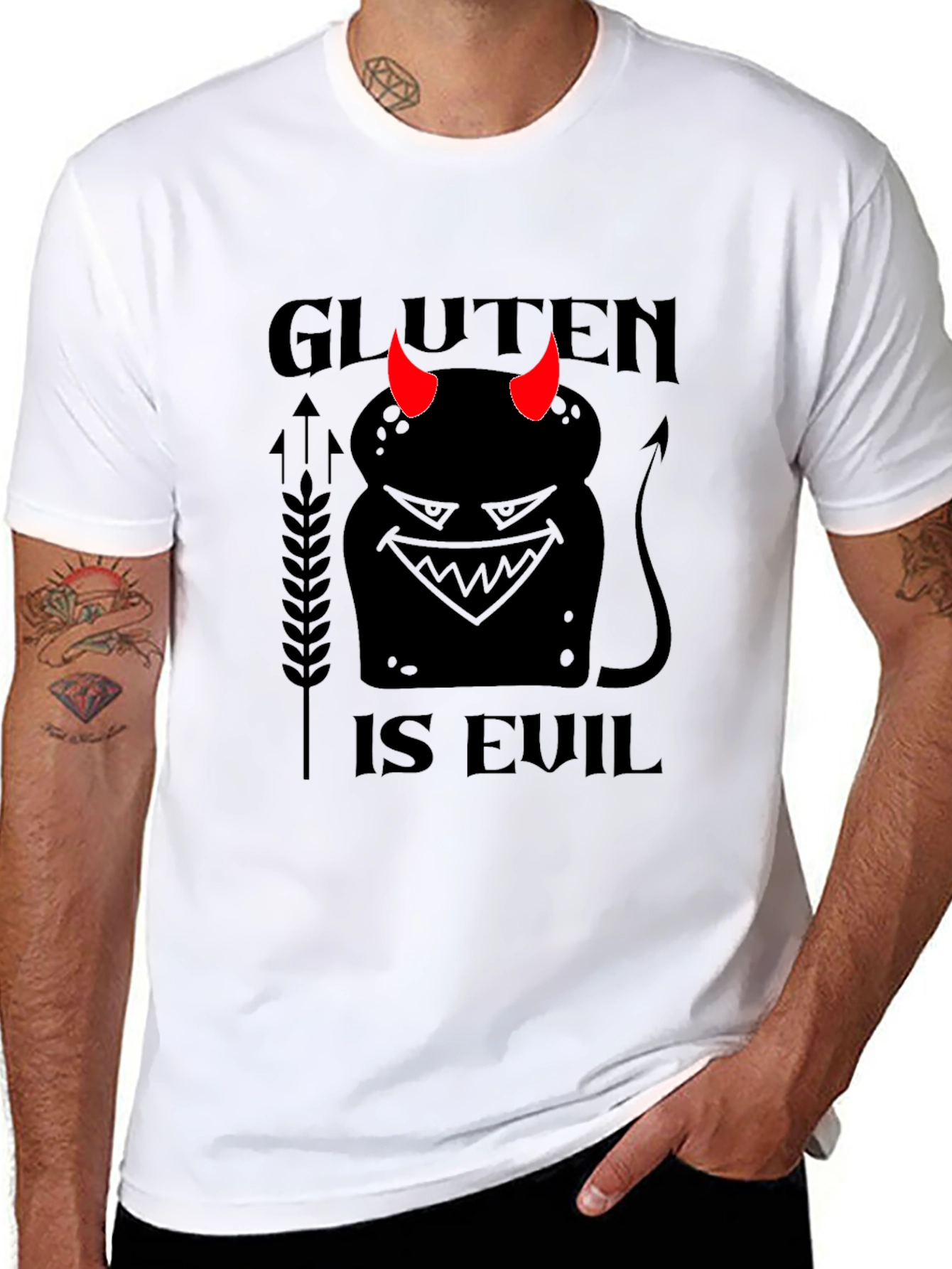 Gluten is Evil Black T-Shirt