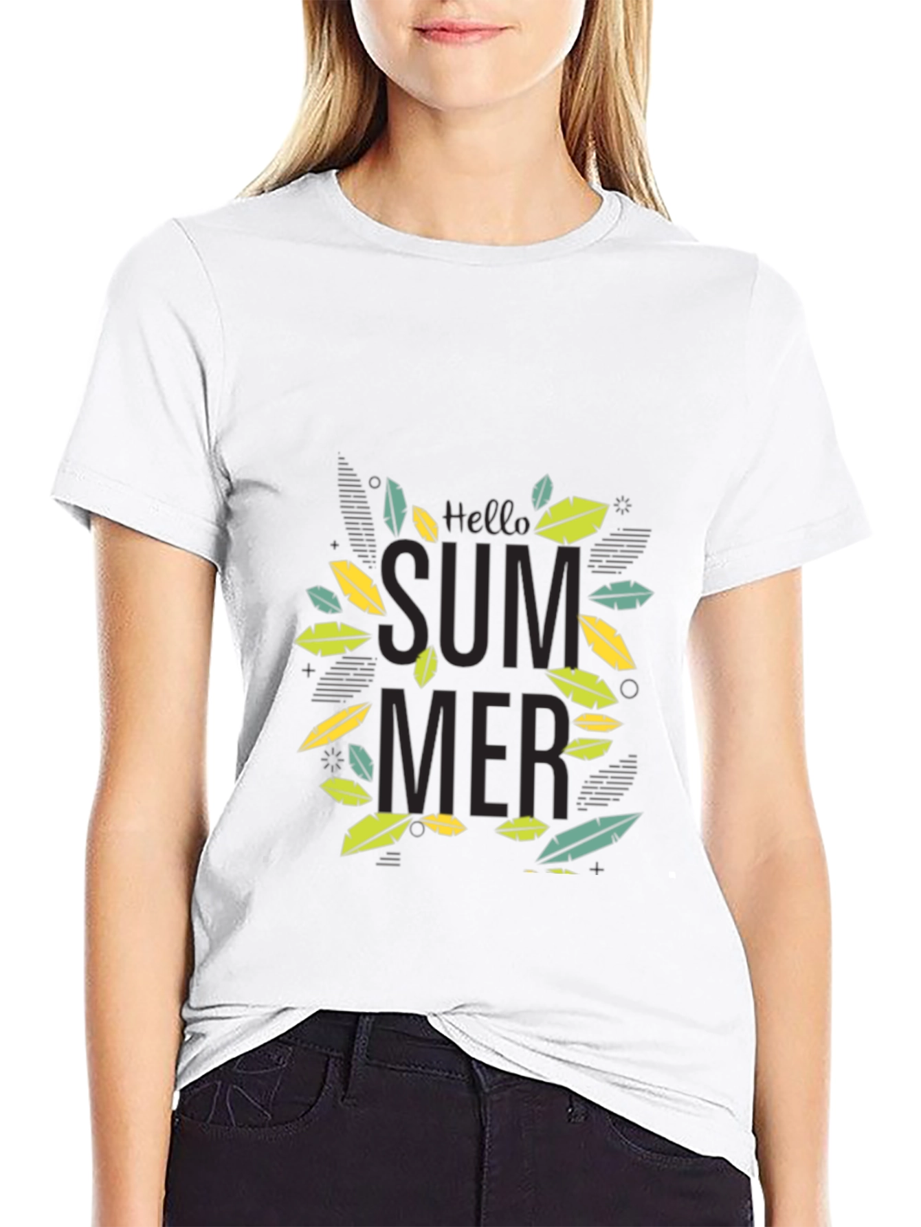 Hello Summer Graphic Tee - Black Cotton Blend