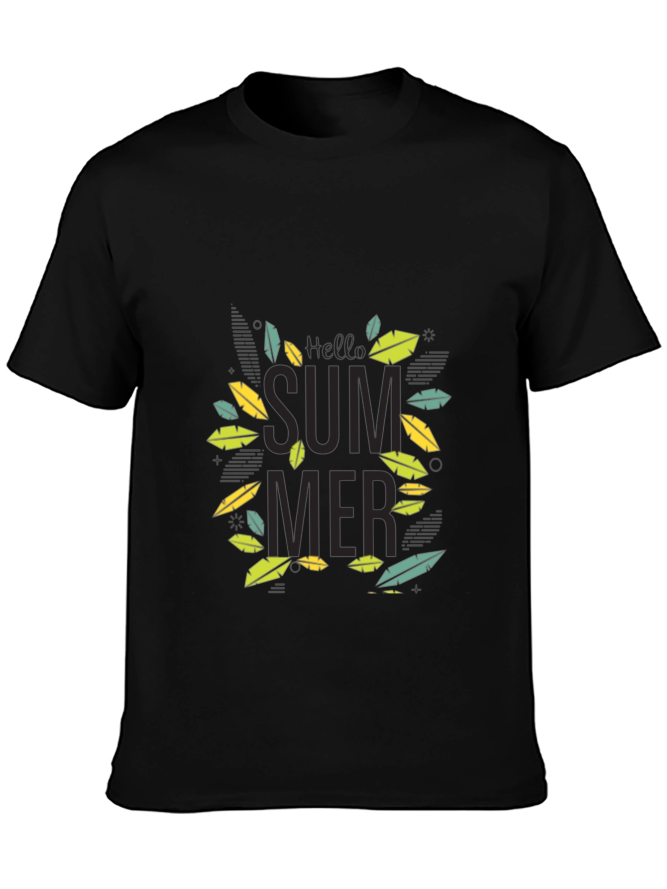 Hello Summer Graphic Tee - Black Cotton Blend