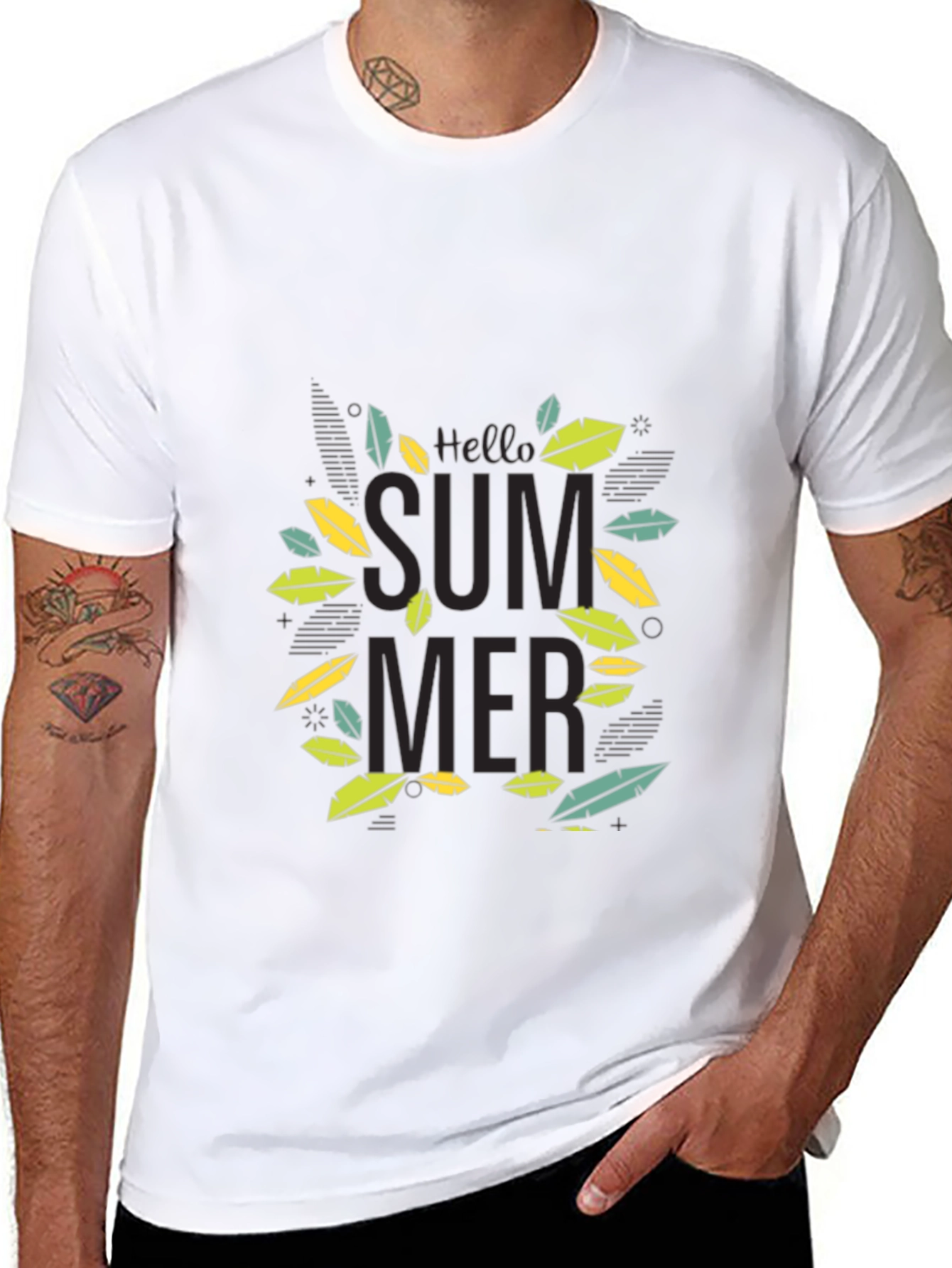 Hello Summer Graphic Tee - Black Cotton Blend