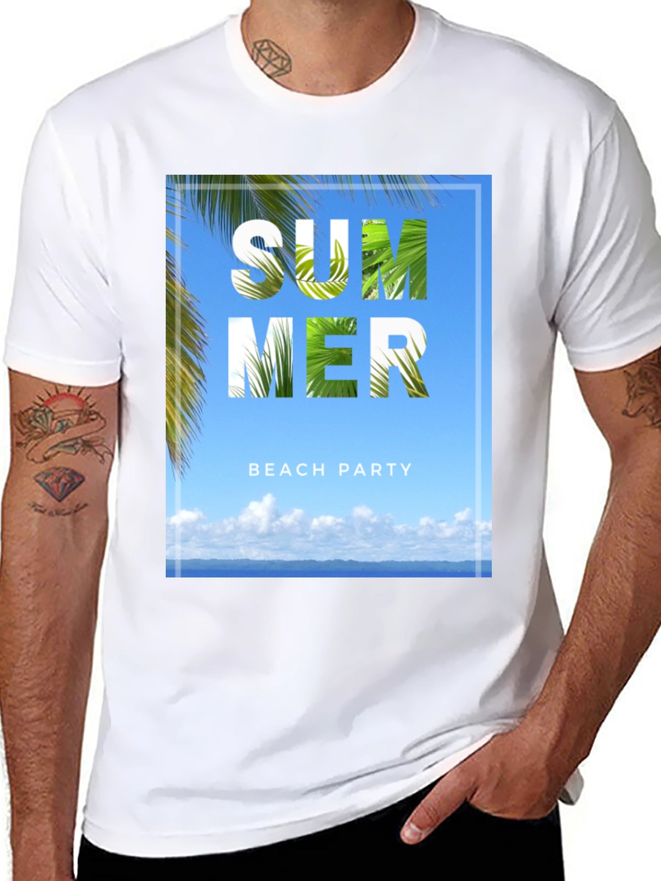 Summer Beach Party Graphic Tee - Black