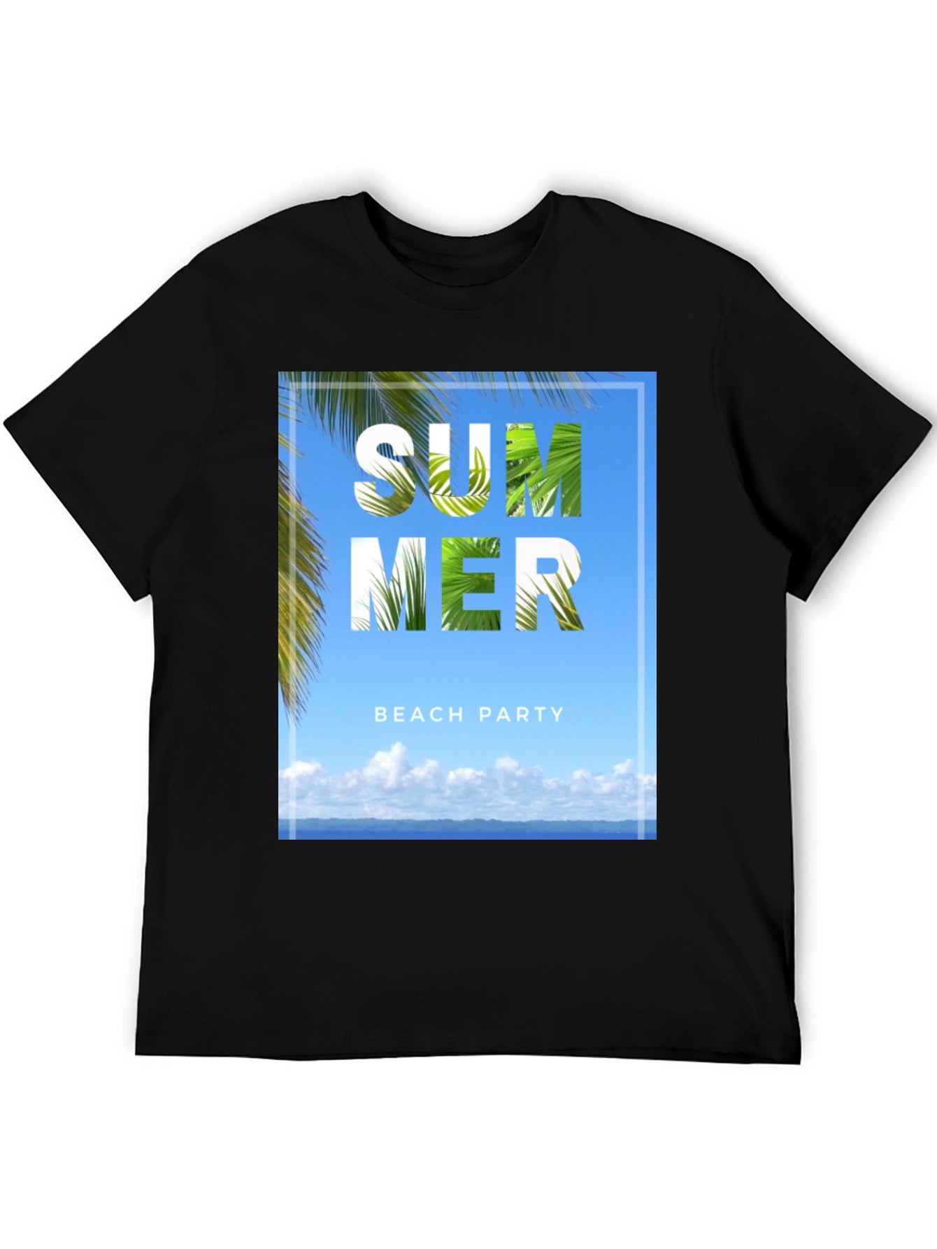 Summer Beach Party Graphic Tee - Black