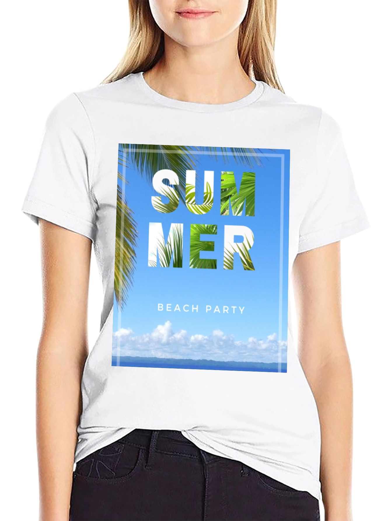 Summer Beach Party Graphic Tee - Black