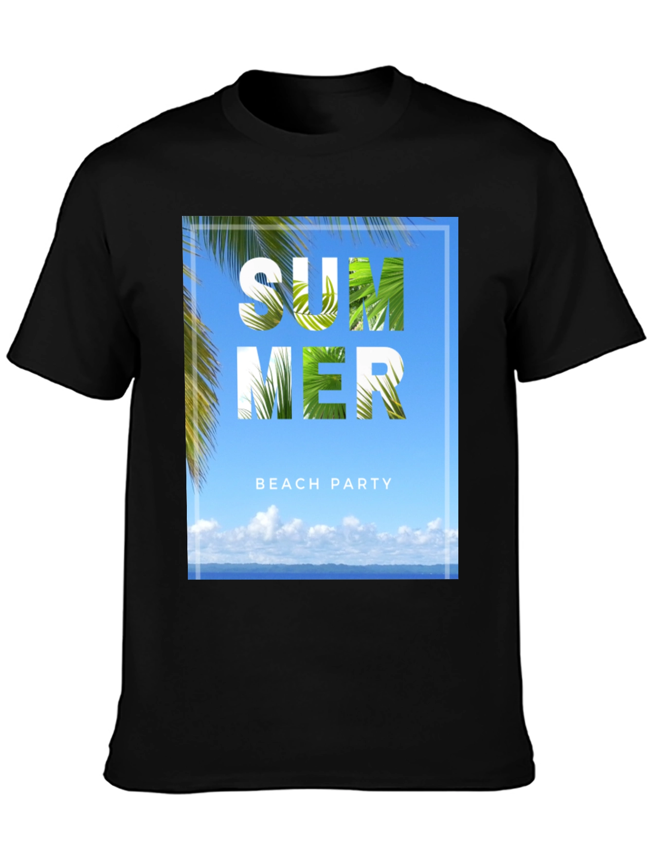 Summer Beach Party Graphic Tee - Black