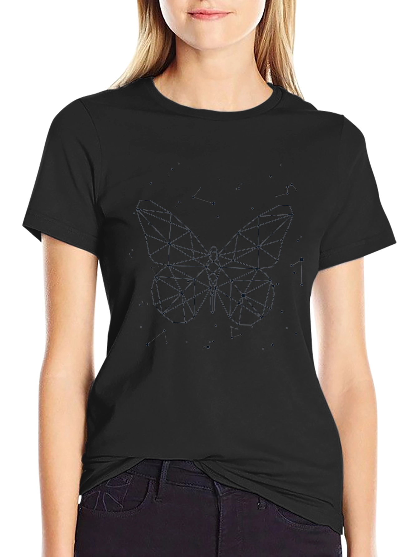 Geometric Butterfly Black T-Shirt
