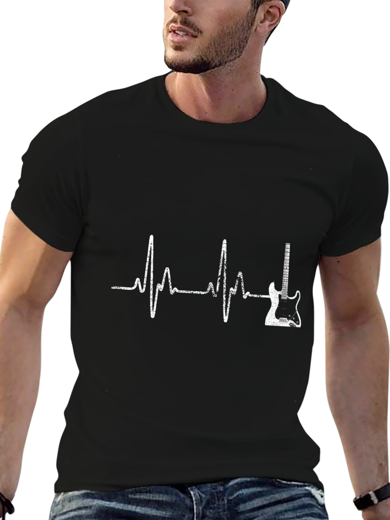 Guitar Heartbeat Graphic T-Shirt - Music Lover Tee