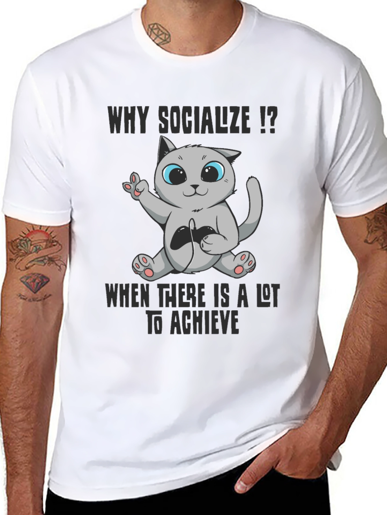 Gamer Cat T-Shirt: Why Socialize?