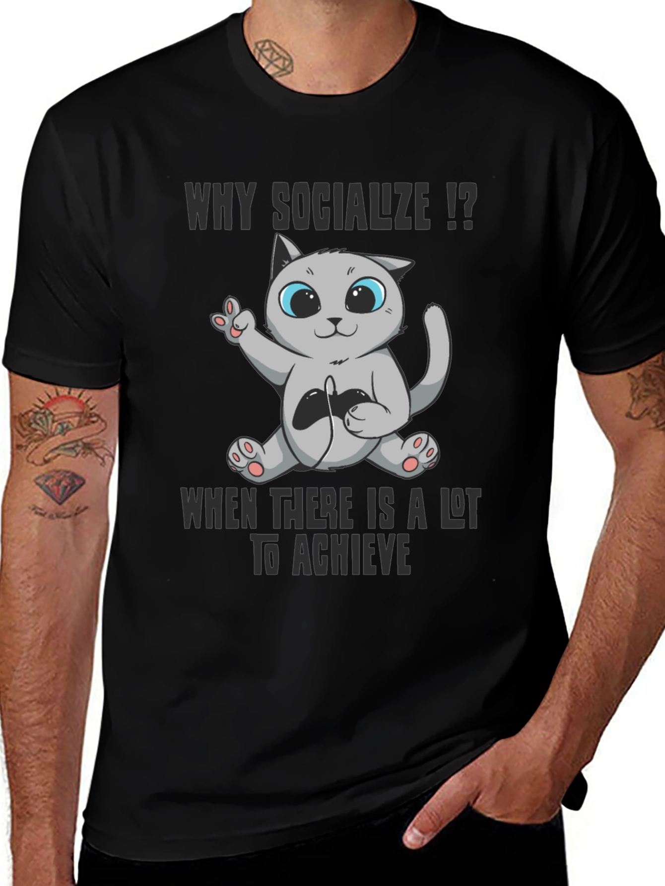 Gamer Cat T-Shirt: Why Socialize?