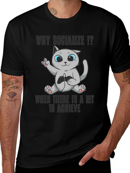 Gamer Cat T-Shirt: Why Socialize?
