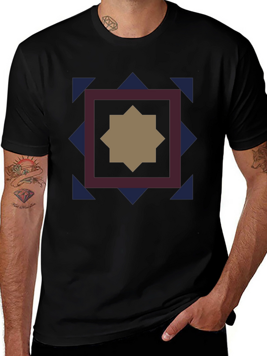 Geometric Star Graphic Black T-Shirt