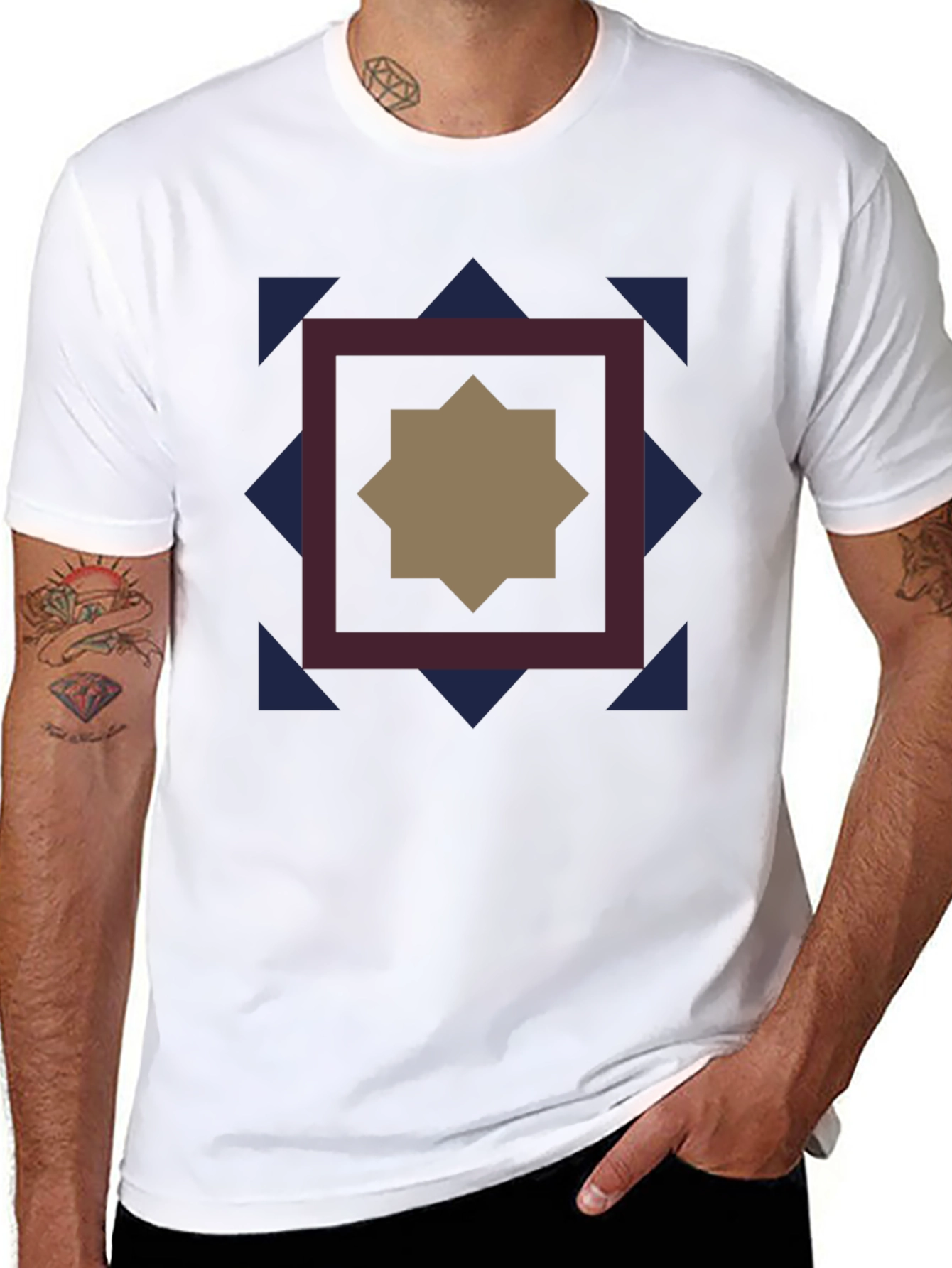 Geometric Star Graphic Black T-Shirt