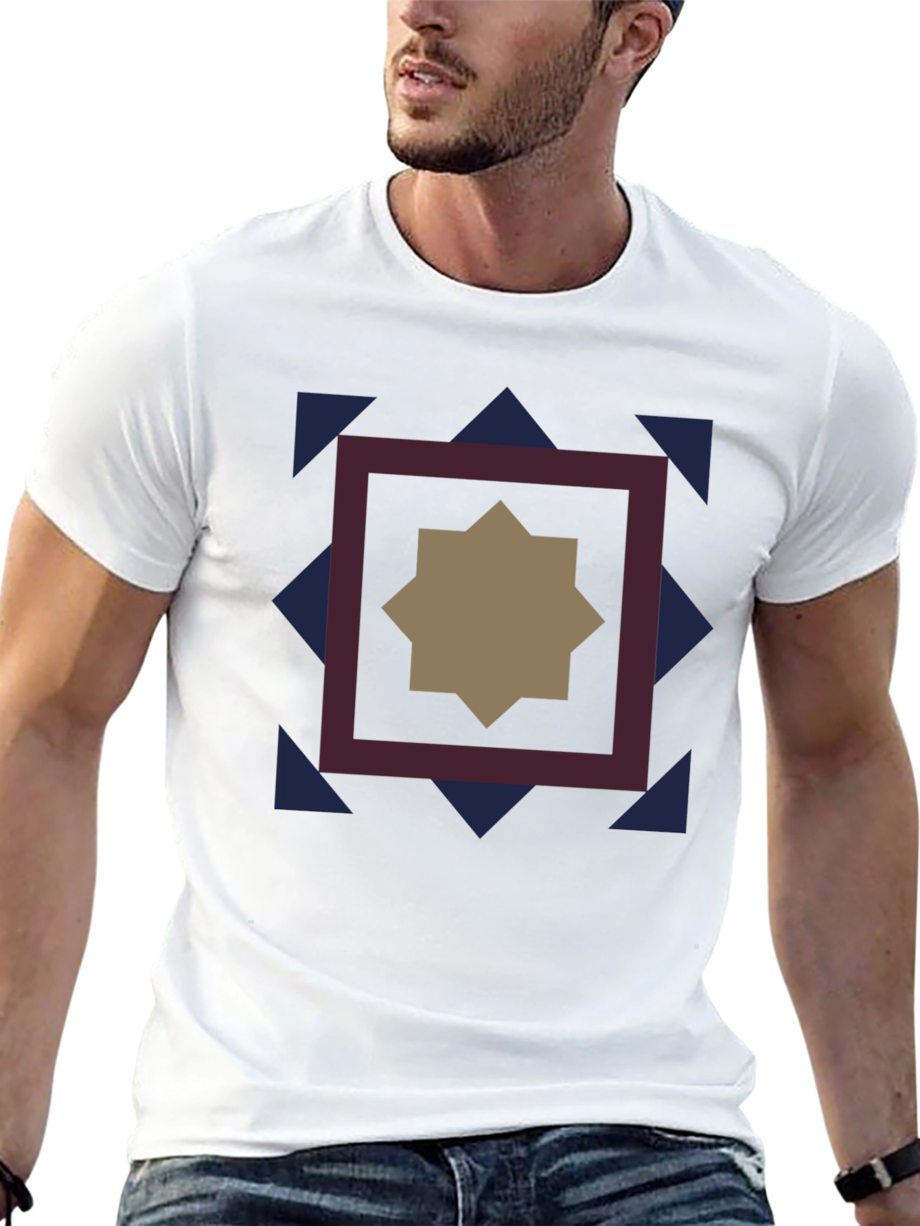Geometric Star Graphic Black T-Shirt