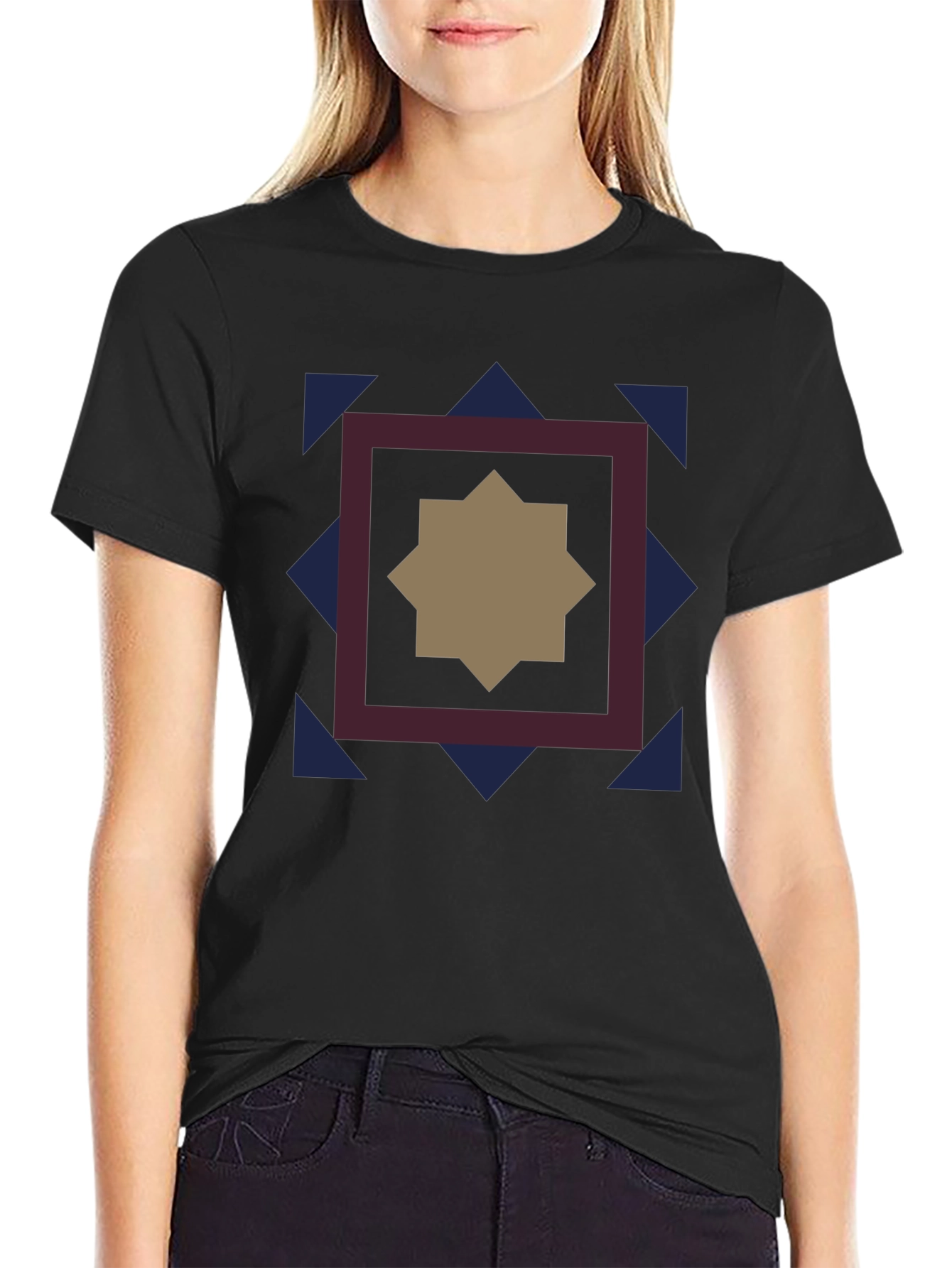 Geometric Star Graphic Black T-Shirt