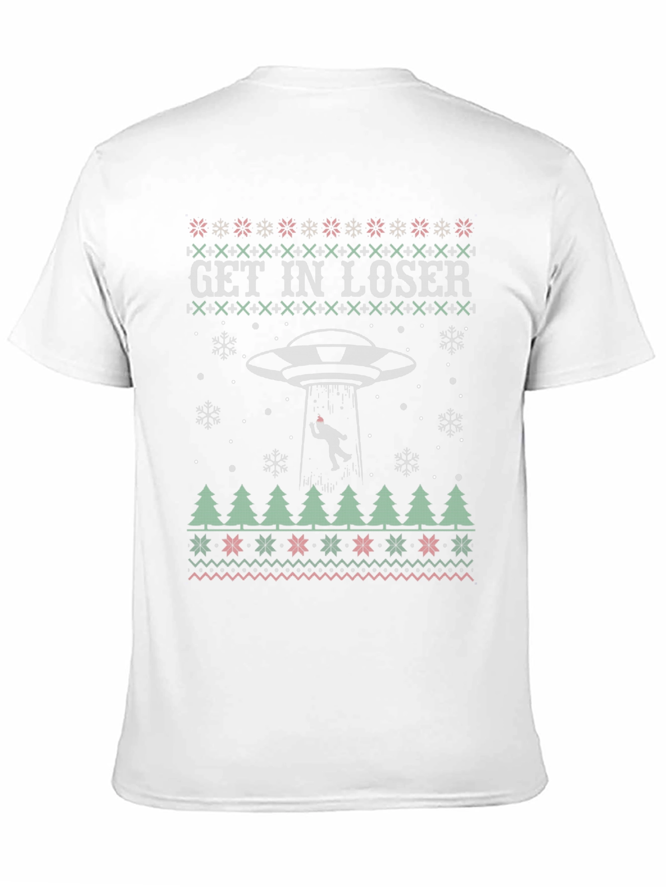 Get In Loser Alien Abduction Christmas Ugly T-Shirt