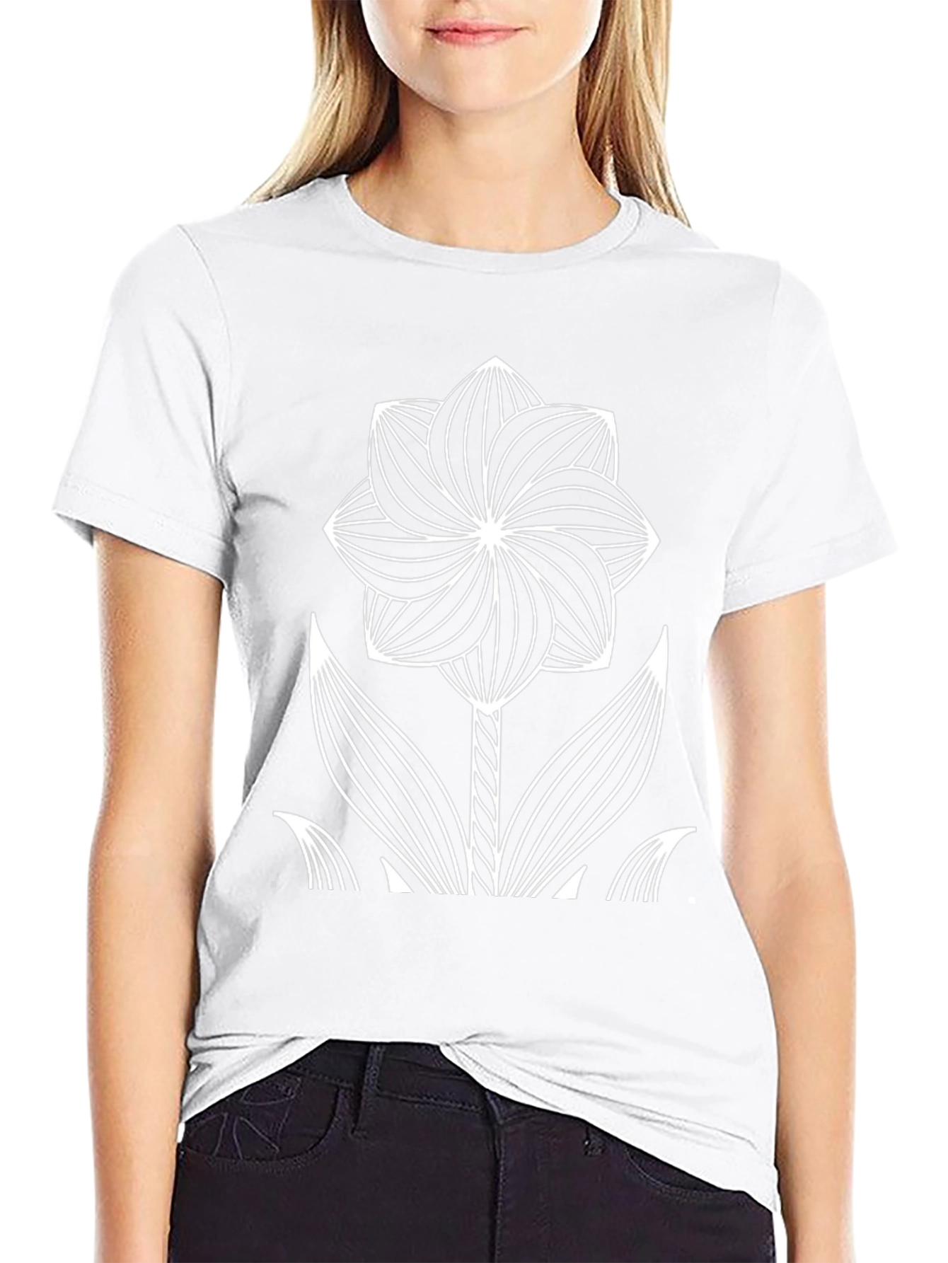 Abstract Floral Tee - Black Cotton Graphic T-Shirt