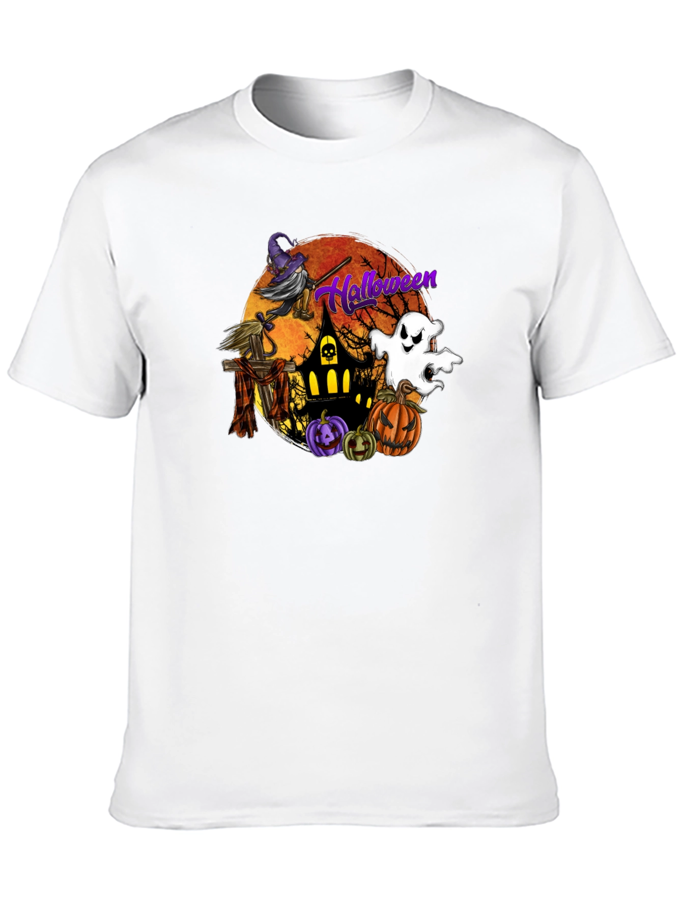 Halloween Witch and Ghost Graphic Tee