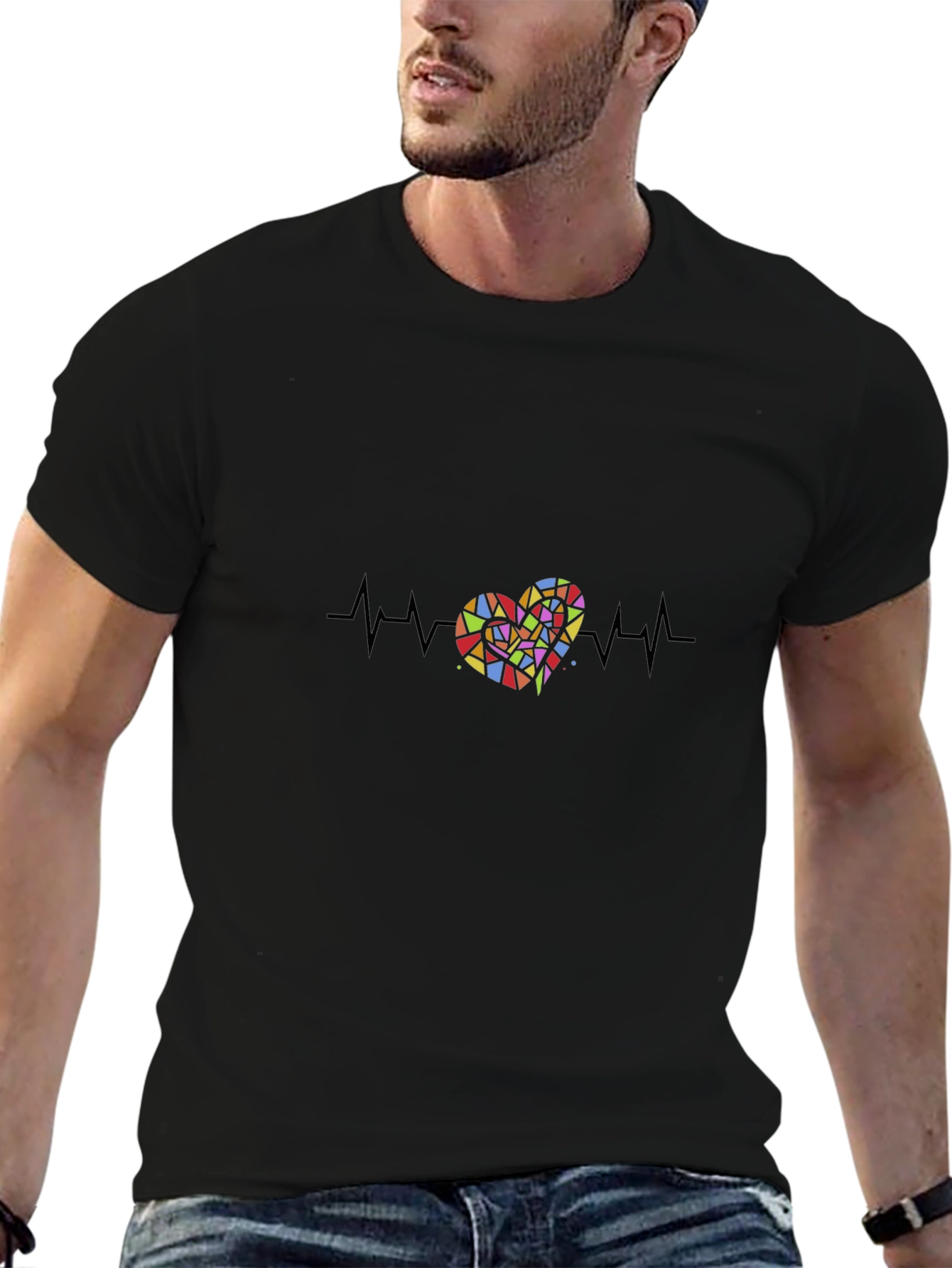 Heartbeat Heart T-Shirt - Black