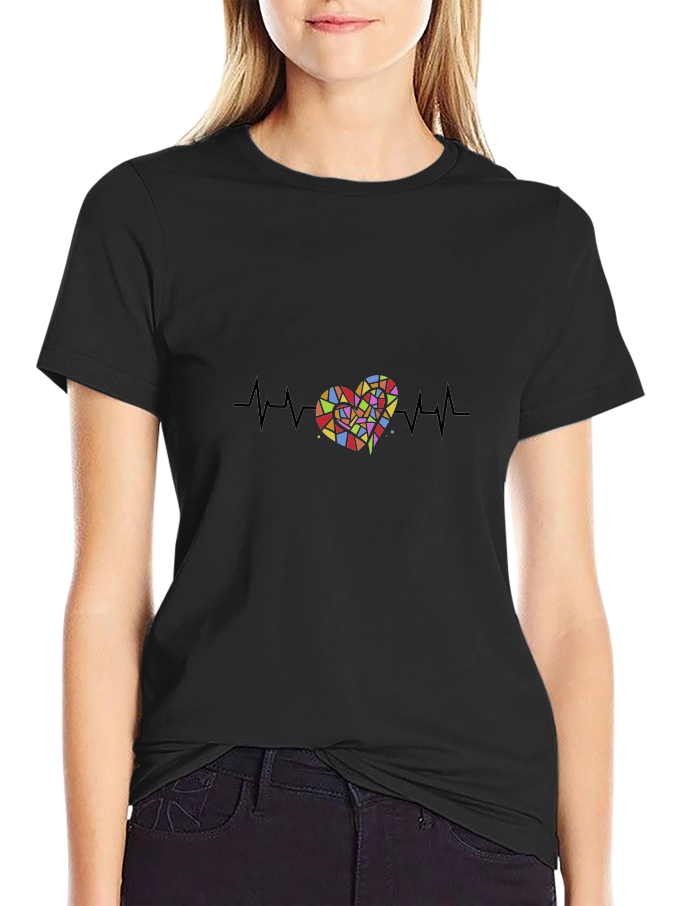 Heartbeat Heart T-Shirt - Black