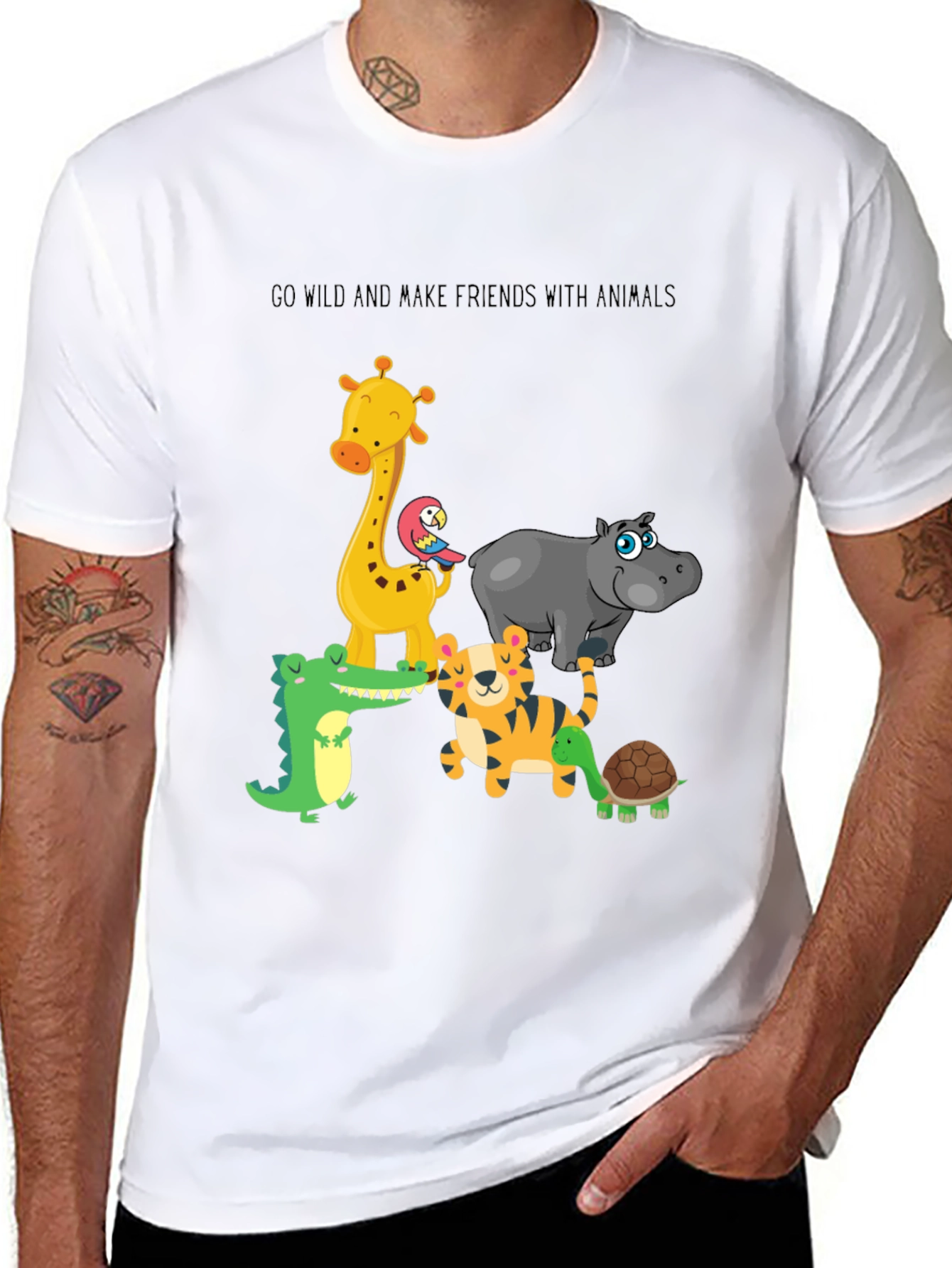 Go Wild Animals Graphic Black T-Shirt