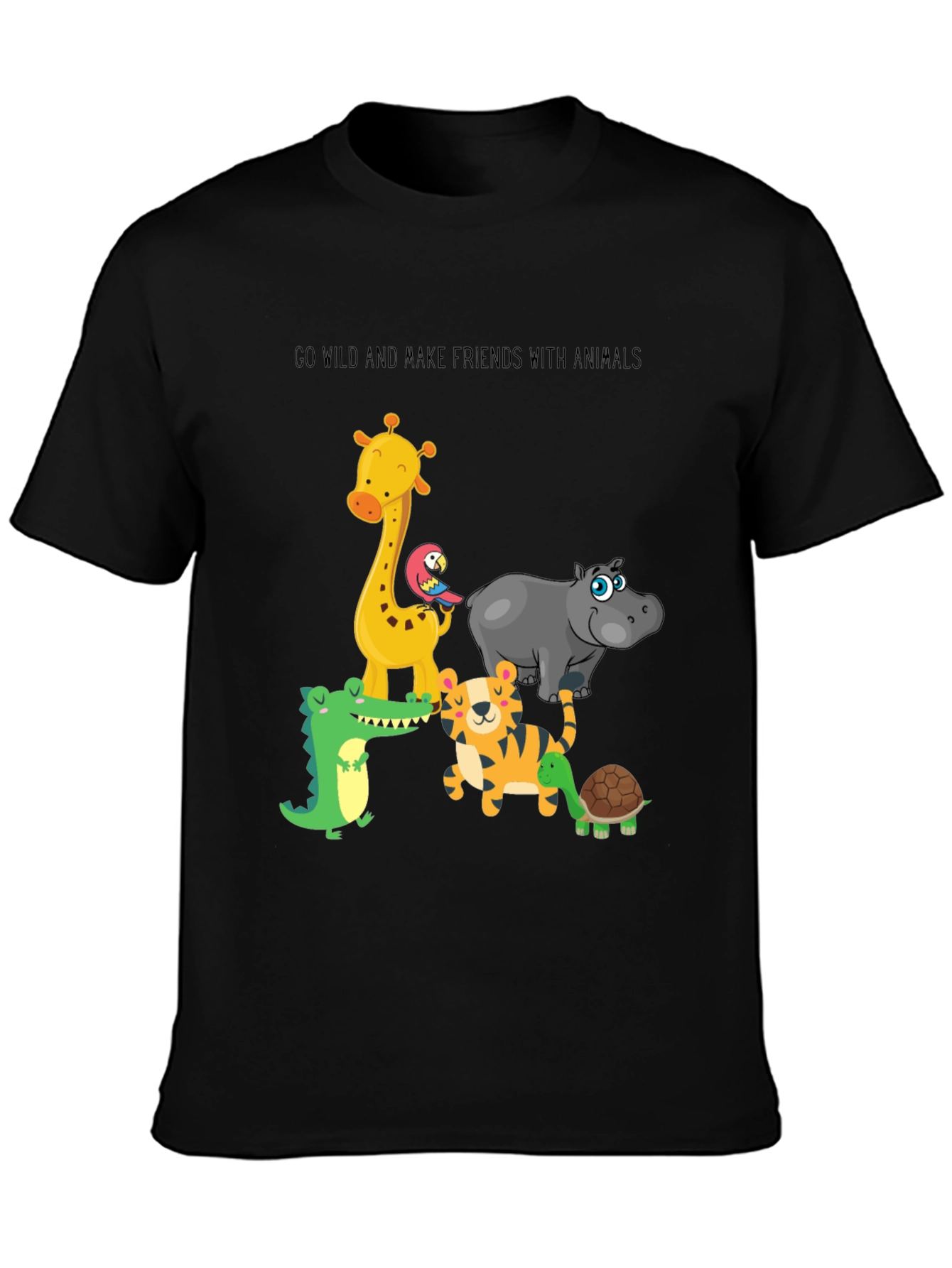 Go Wild Animals Graphic Black T-Shirt