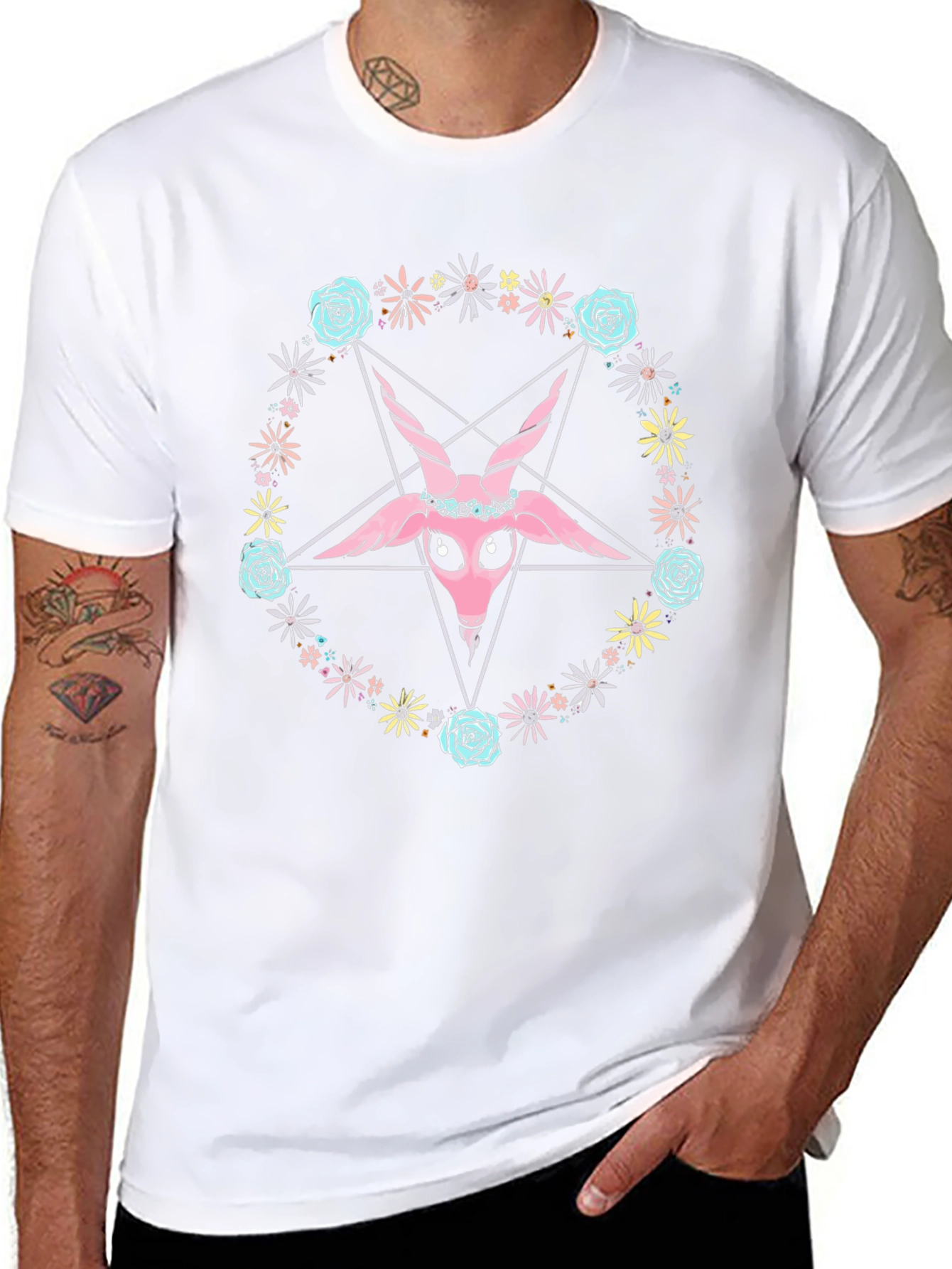 Baphomet Flower Crown Graphic Tee