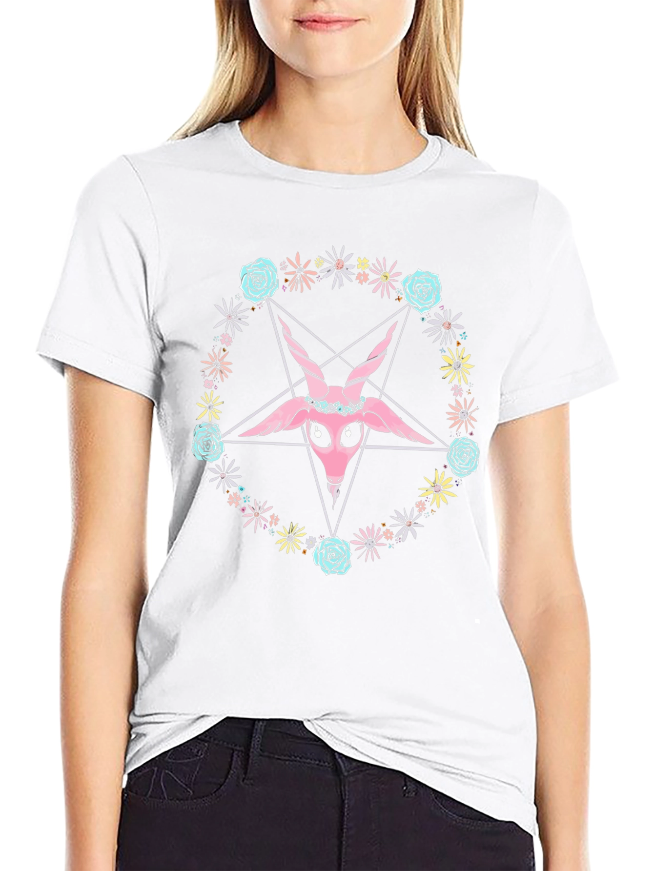 Baphomet Flower Crown Graphic Tee