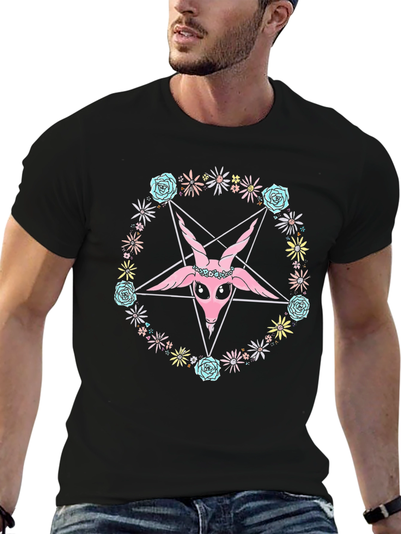 Baphomet Flower Crown Graphic Tee