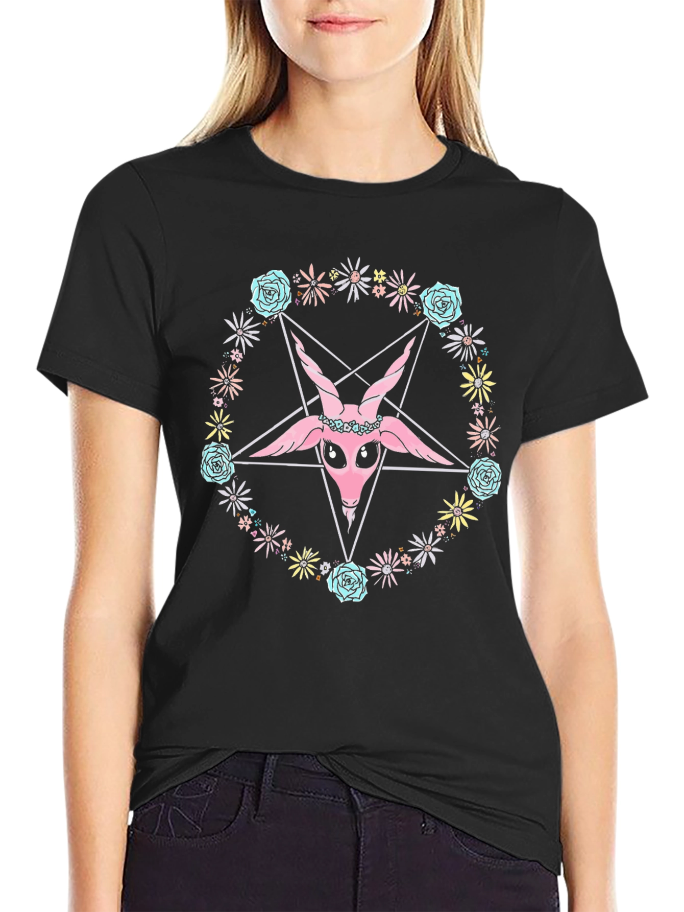 Baphomet Flower Crown Graphic Tee