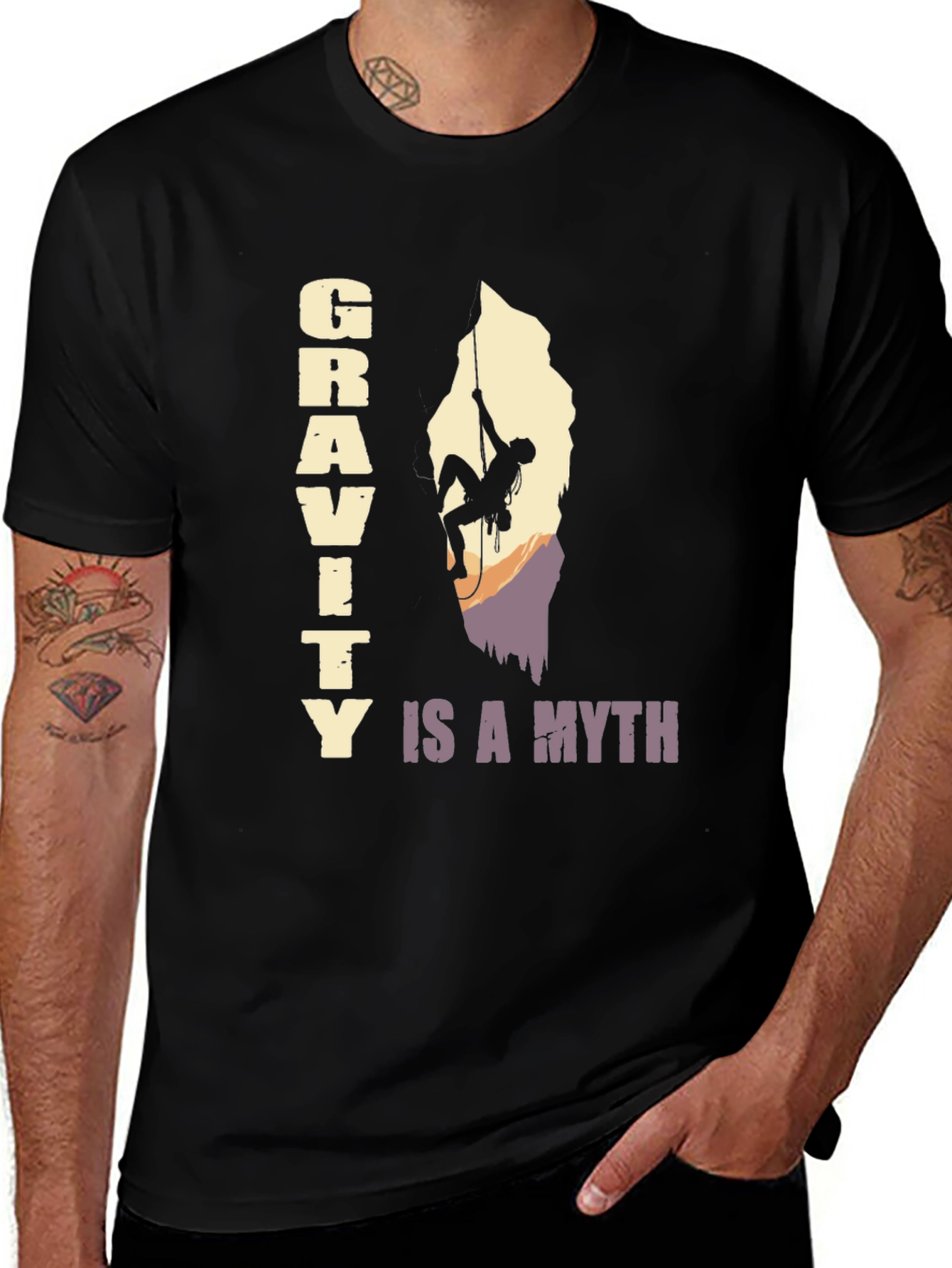 Gravity Is A Myth T-Shirt - Rock Climbing Design