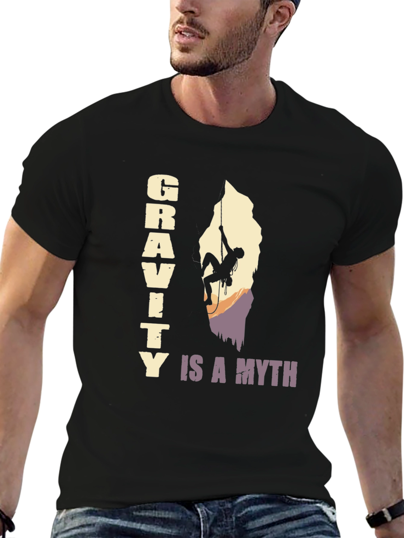 Gravity Is A Myth T-Shirt - Rock Climbing Design