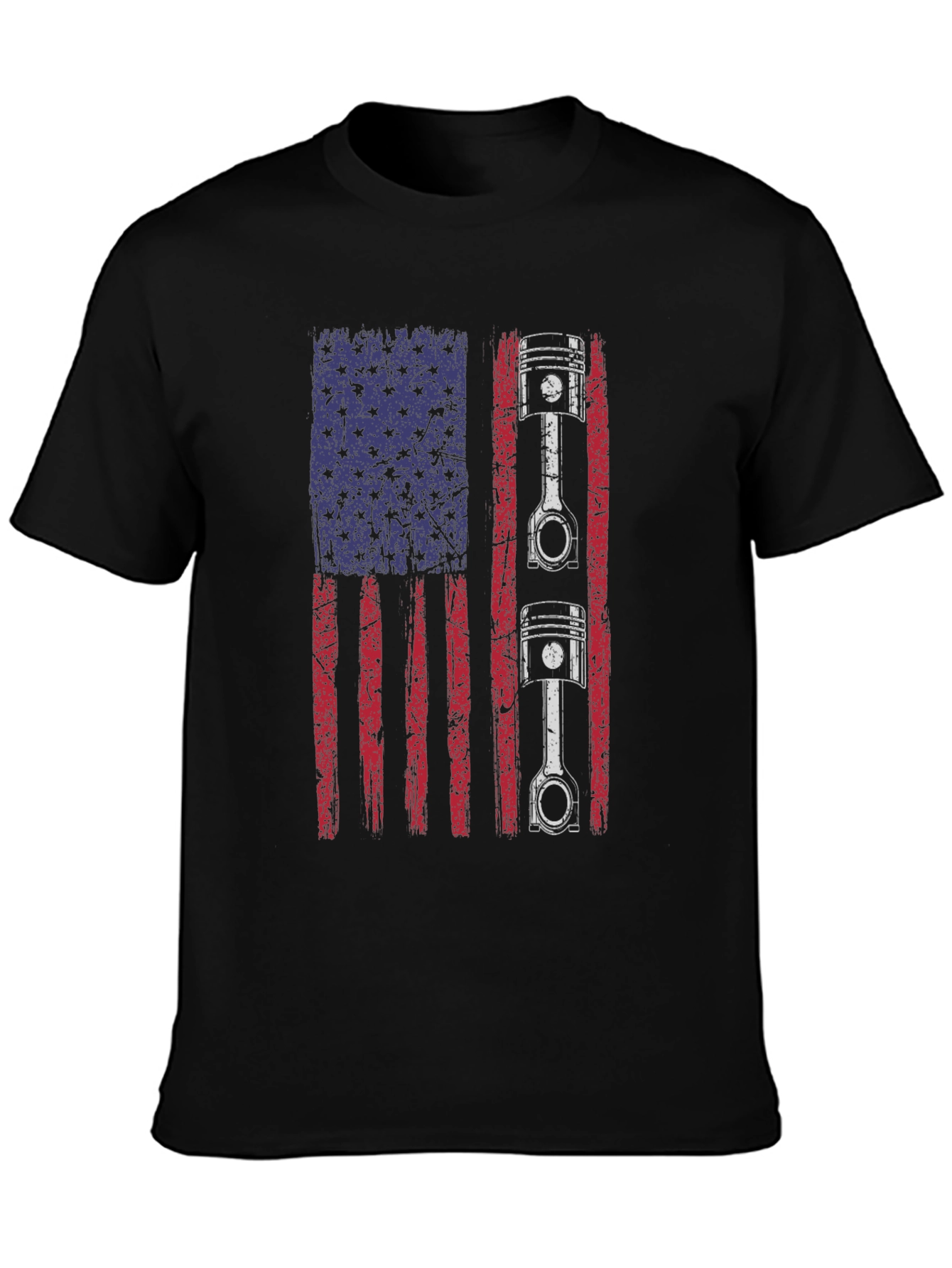 American Flag Piston Graphic Tee - Black