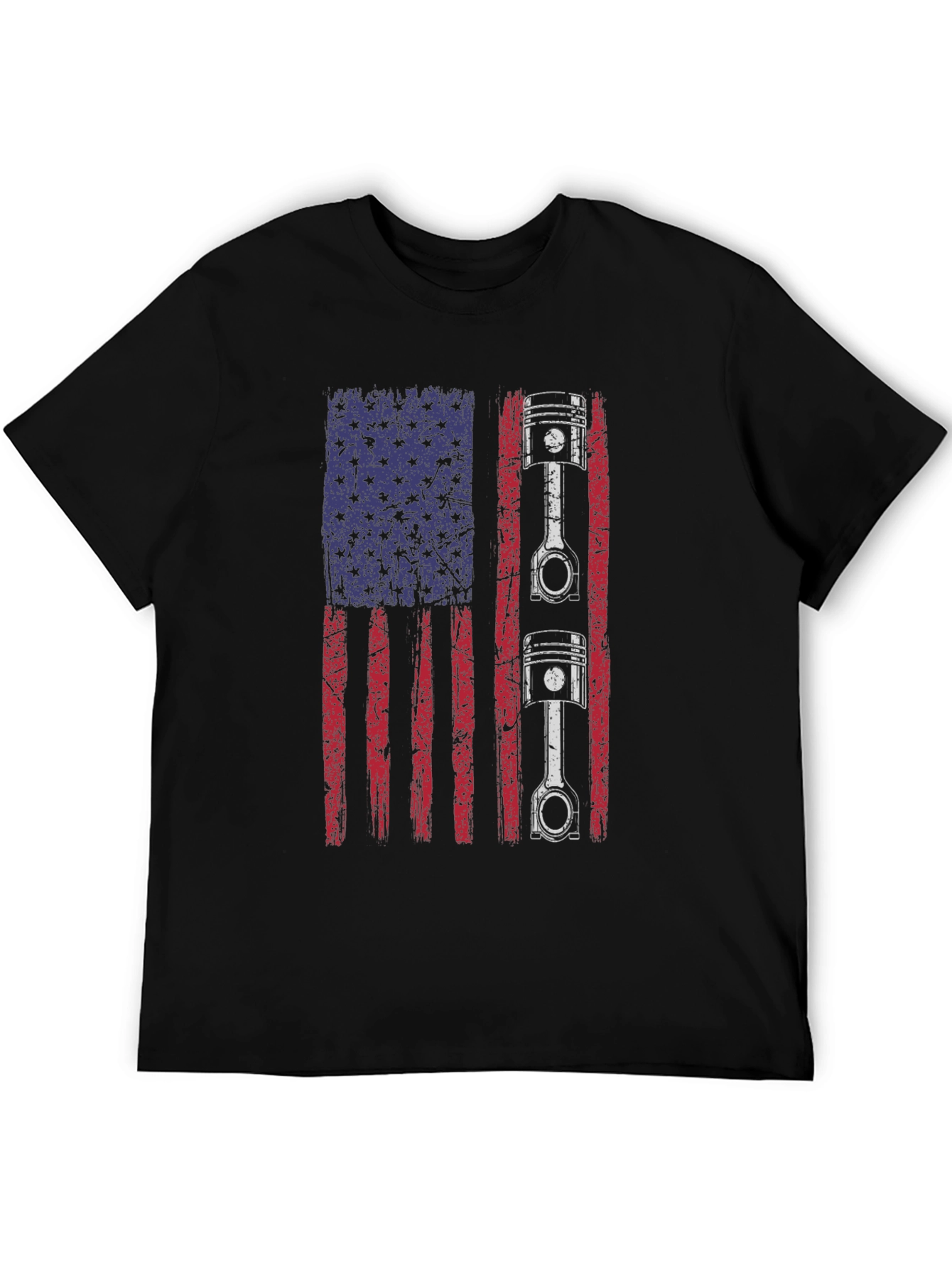 American Flag Piston Graphic Tee - Black