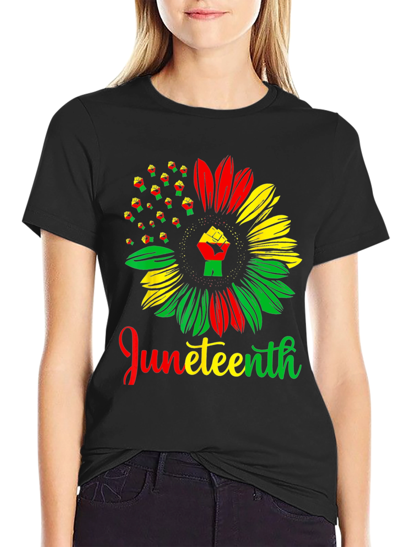 Juneteenth Fist Sunflower Graphic Tee